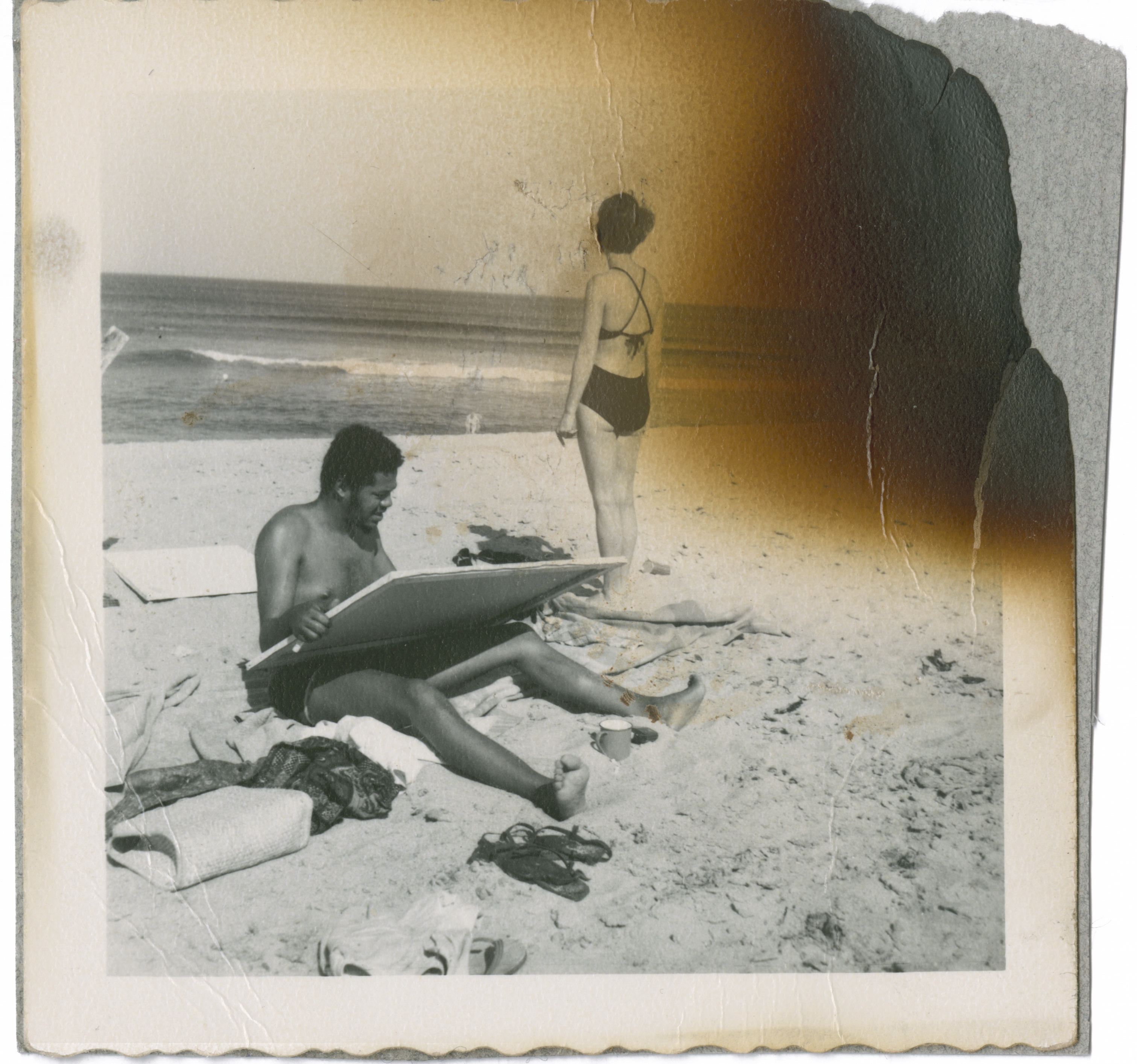 Bob Thompson and his wife, Carol, on the beach in Provincetown in the 1960s.