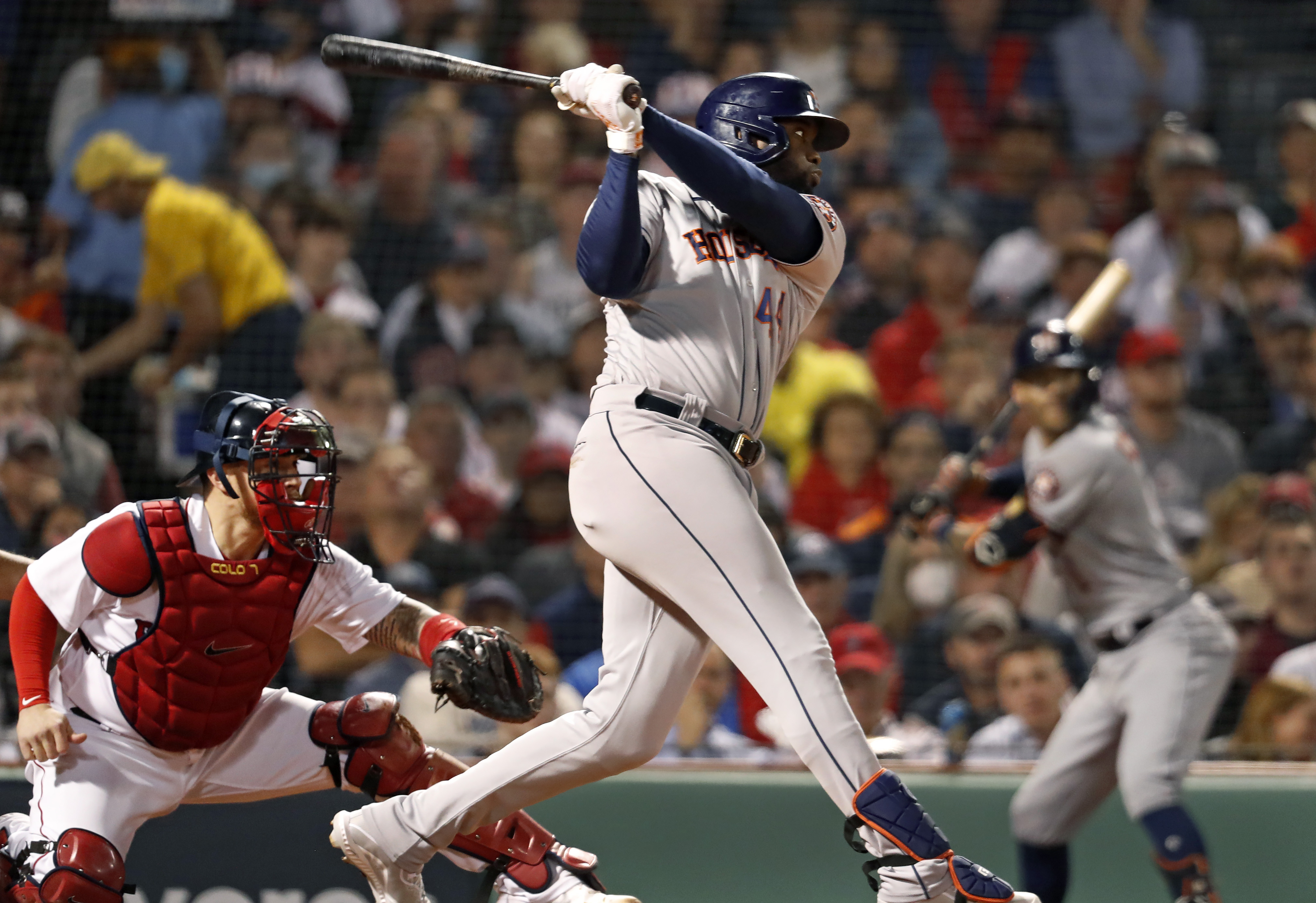 Yordan Alvarez went 3-for-5 Wednesday, including this sixth-inning homer.