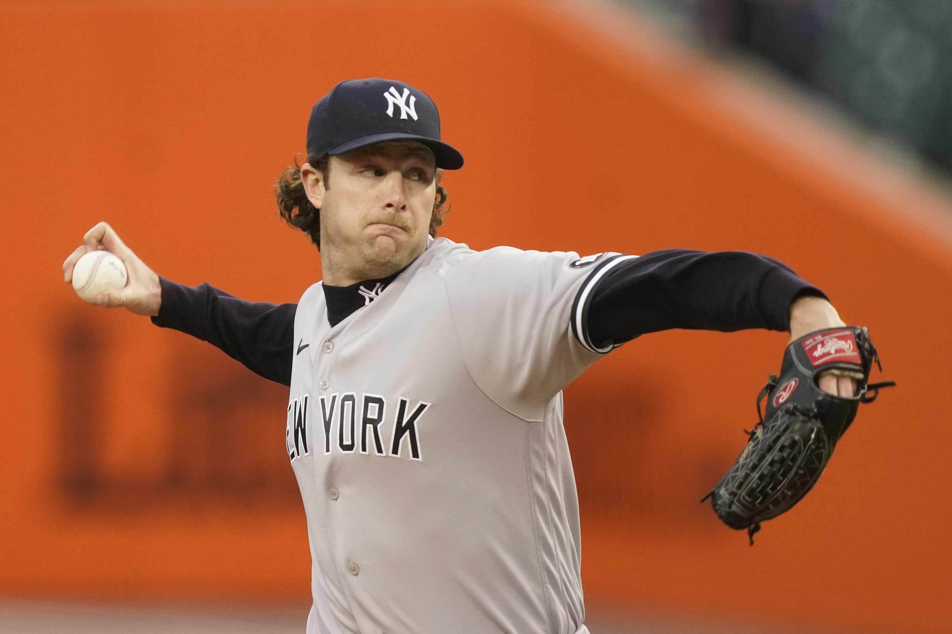 Gerrit Cole leads the Yankees' pitching staff with six wins.