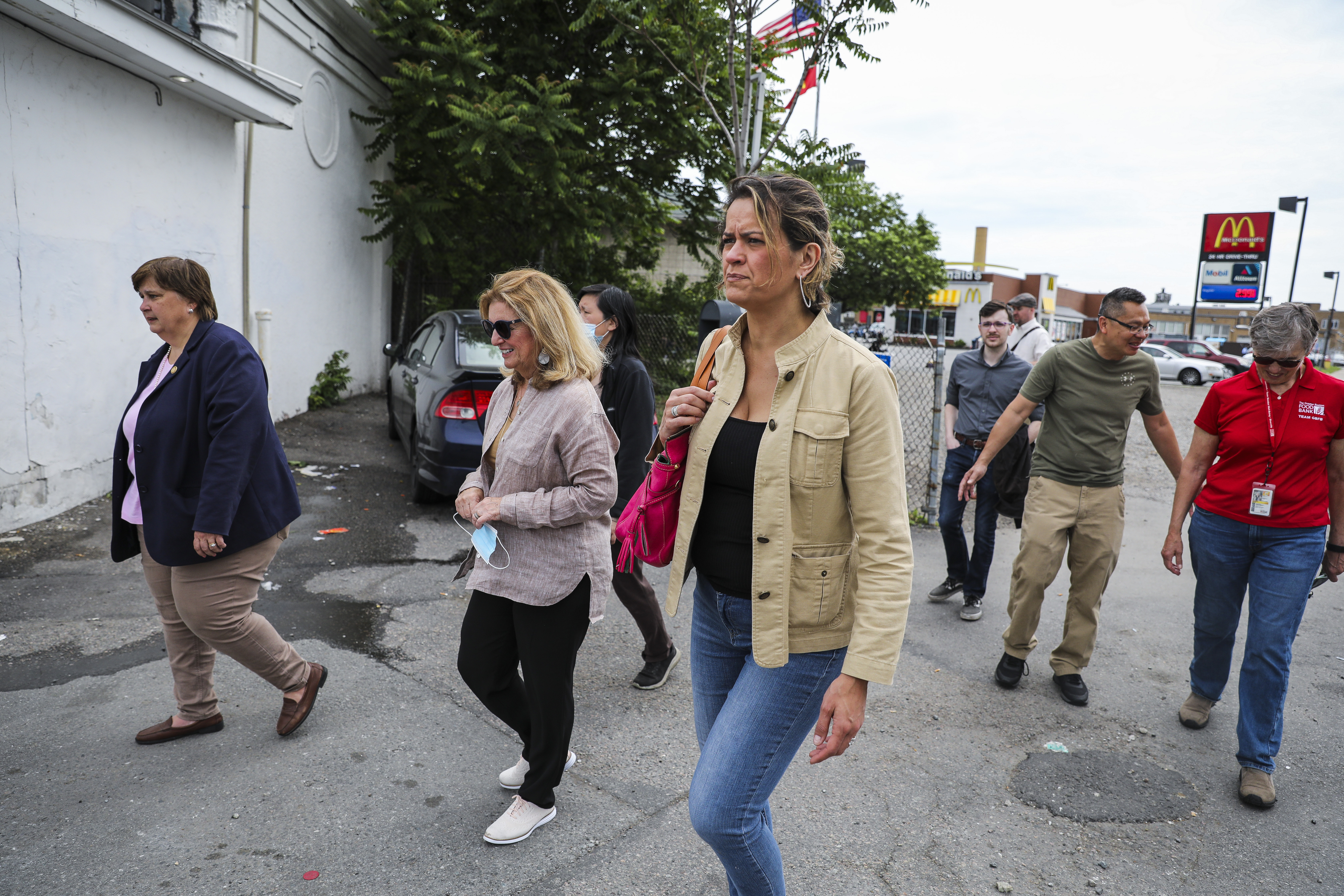 Boston mayoral candidate Annissa Essaibi George joined local business owners and community representatives near Mass. and Cass.