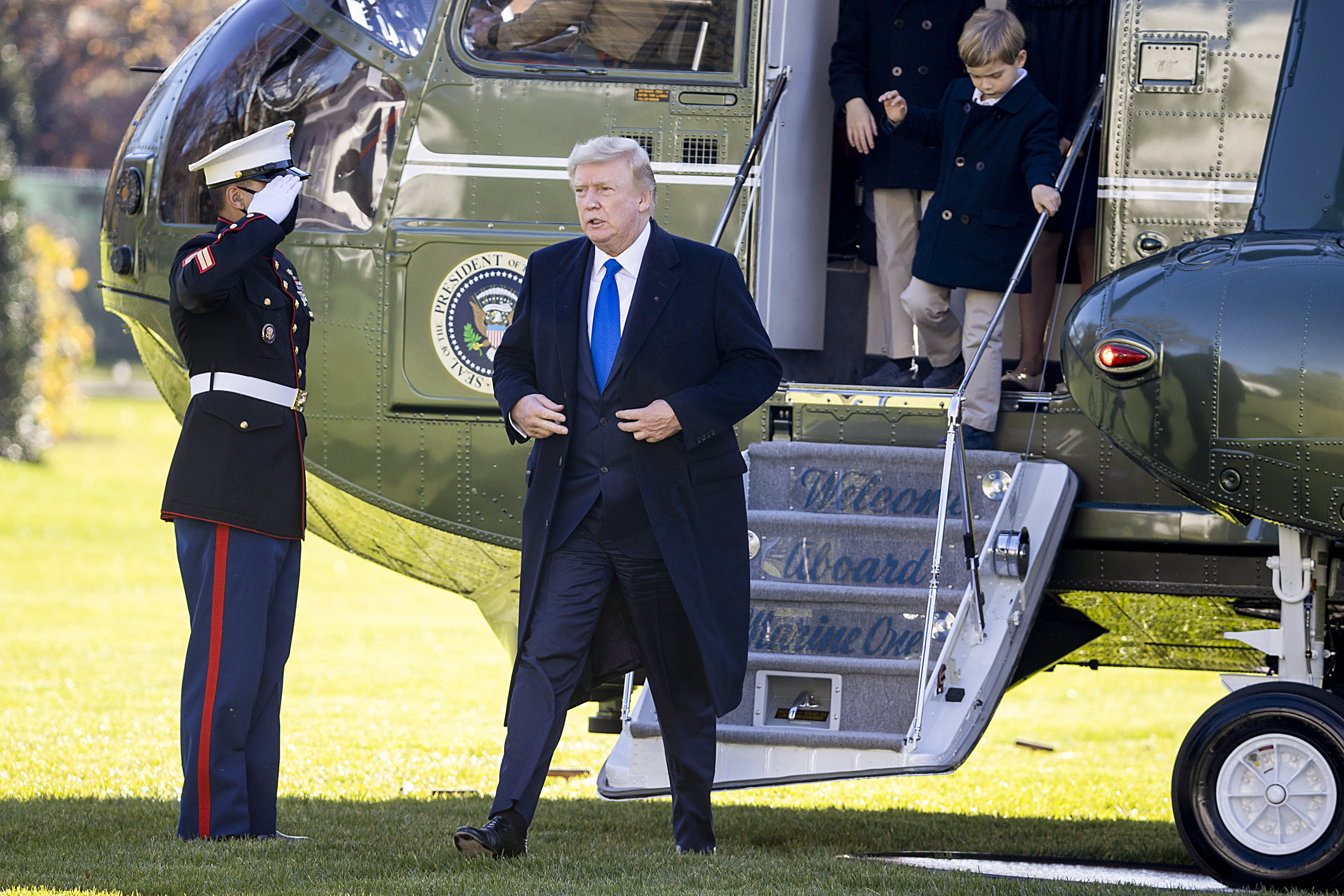 President Trump returns to the White House from Camp David on Nov. 29. (Photo by Tasos Katopodis/Getty Images)