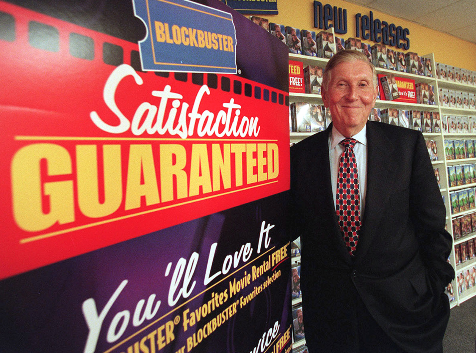 Mr. Redstone, then chairman of Viacom Inc., in a Blockbuster store in Manhattan in 1998.