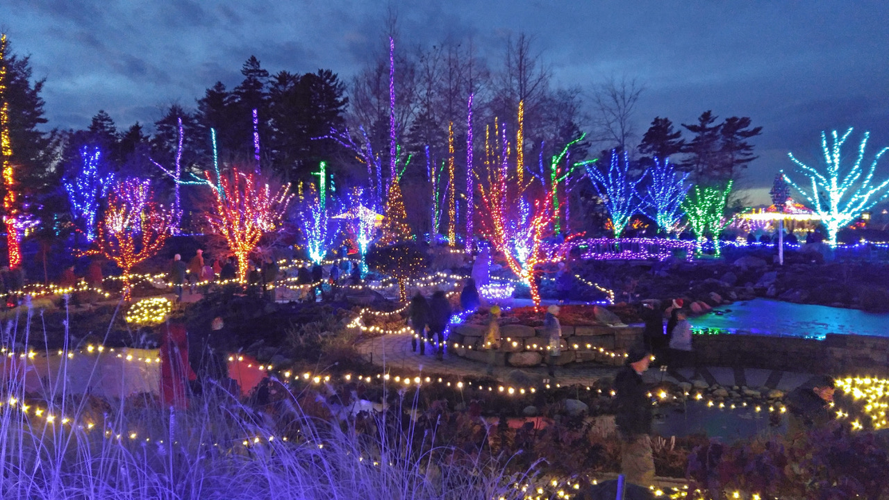 Coastal Maine Botanical Garden puts on a light show rated as Maine’s best (seen here in a past display). The Hawthorn Inn, in Camden, is offering a package deal with tickets and other add-ons.