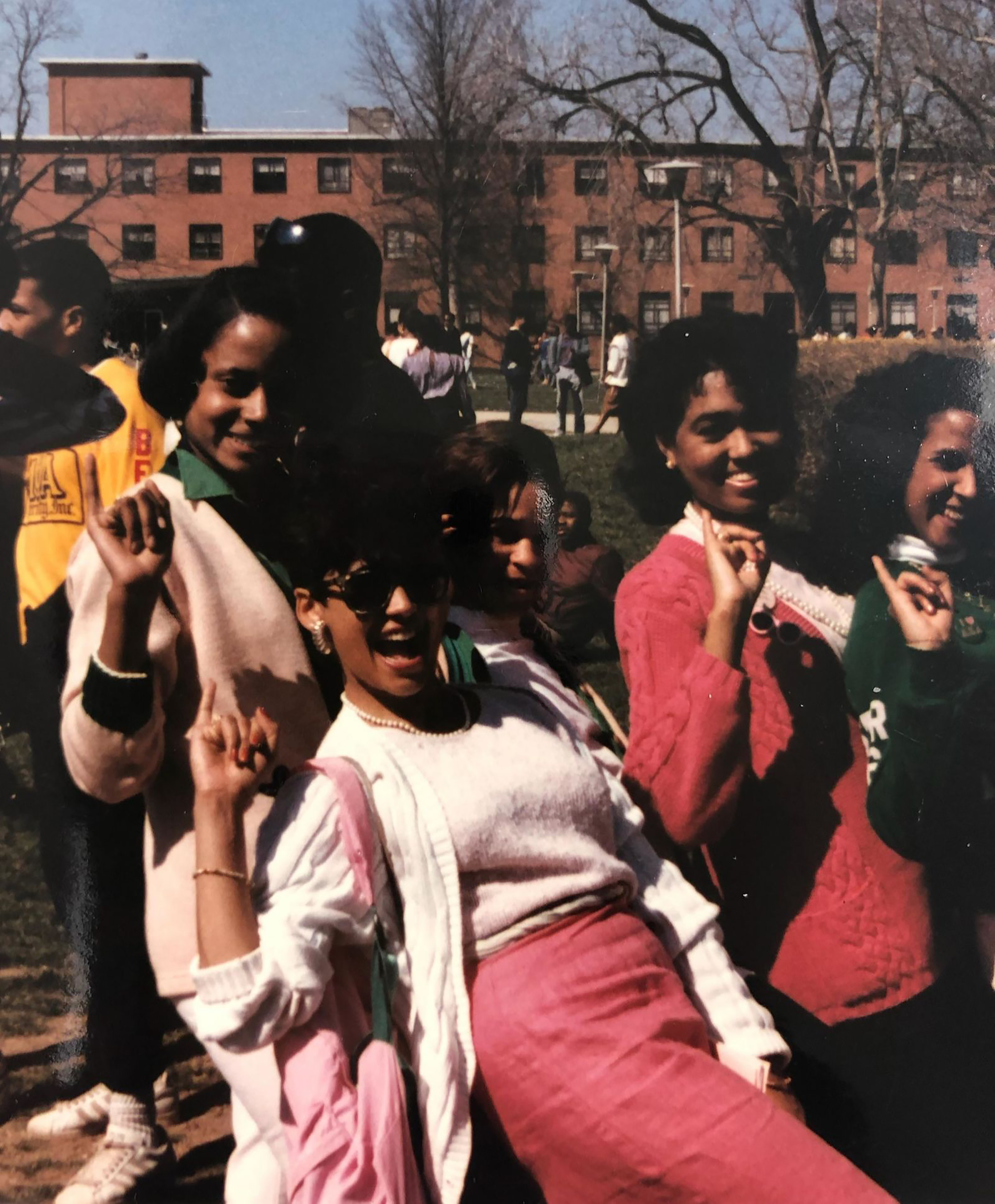 Kamala Harris with her Alpha Kappa Alpha sorority sisters at Howard University in the mid-1980s.