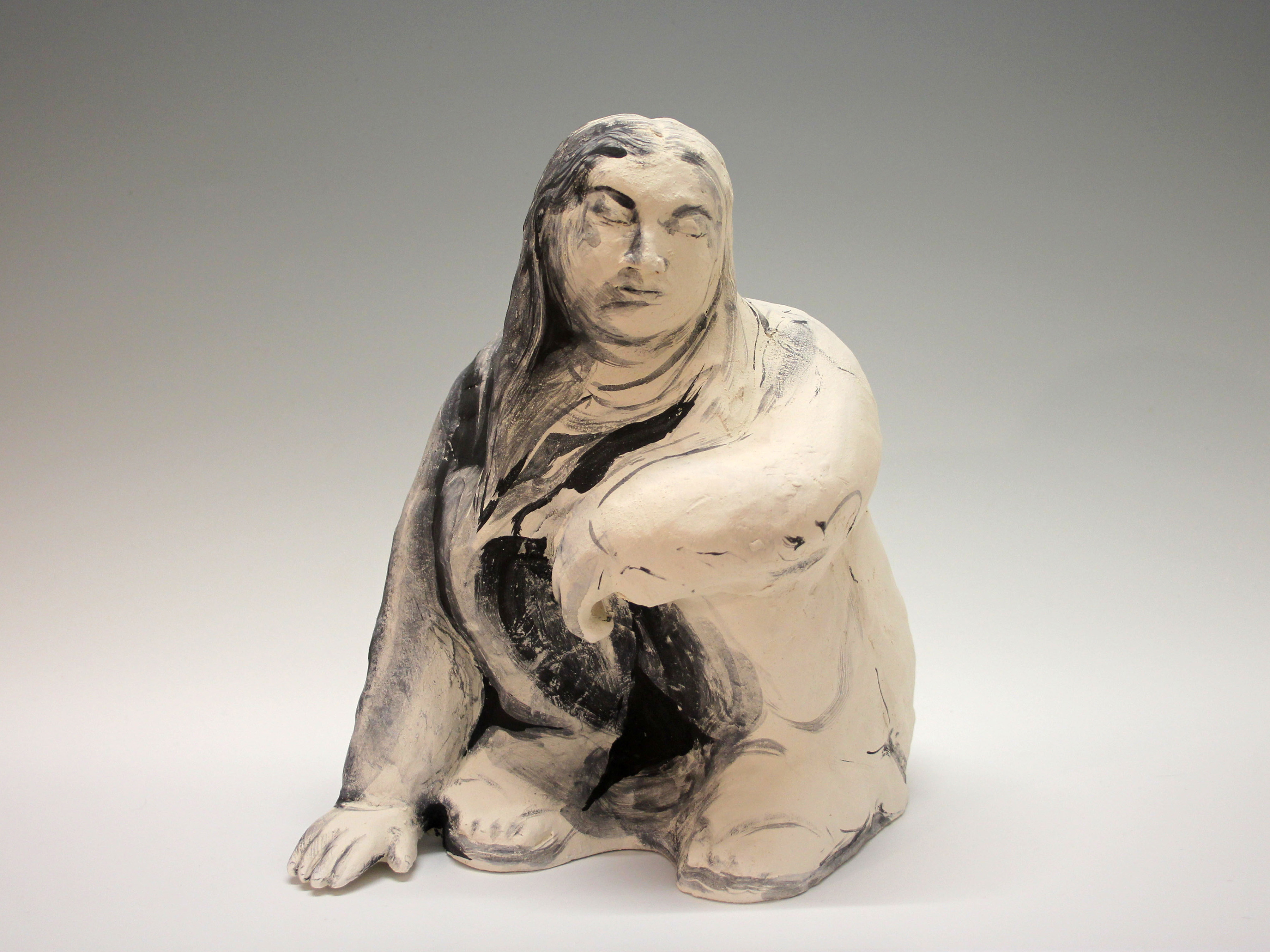 Lena Takamori's stoneware sculpture "Watching Woman."