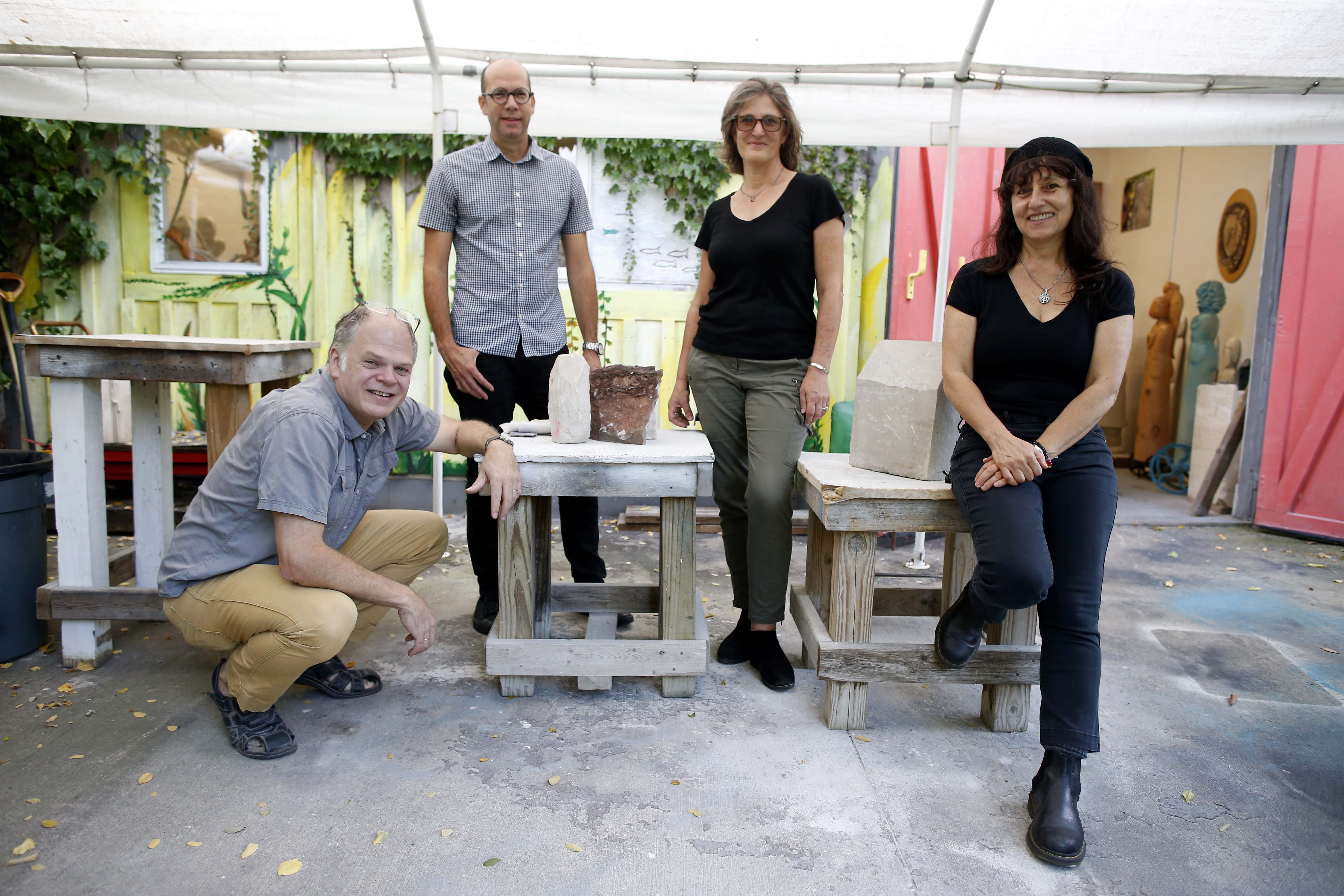 The Humphreys Street Studios Steering Committee (from left): Josh Rose-Wood, Franklin Marval, Cristina Todesco, and Nora Valdez. The artist-tenants at the studios were threatened with possible eviction when a developer appeared poised to buy the property. Artists pushed back against the sale, and now the deal has fallen through. The artists and their own development partners have had their offer to purchase the studio building accepted.