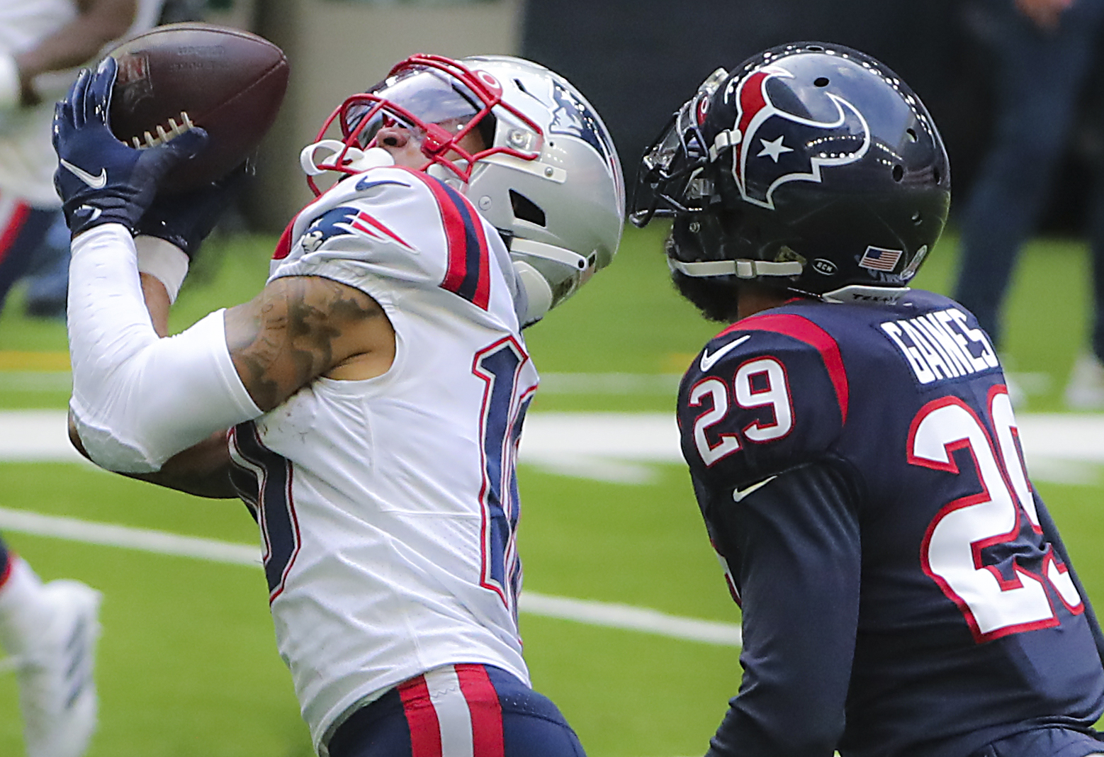 Patriots receiver Damiere Byrd reaches new heights with career day despite  loss to Texans - The Boston Globe