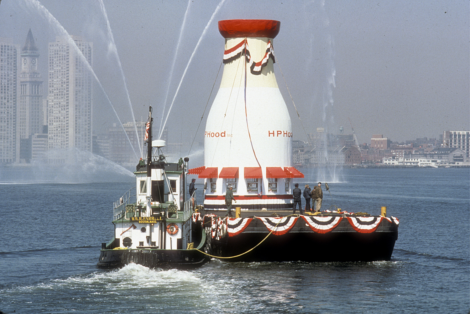 The milk bottle arrived by barge to Boston Children's Museum in 1977.