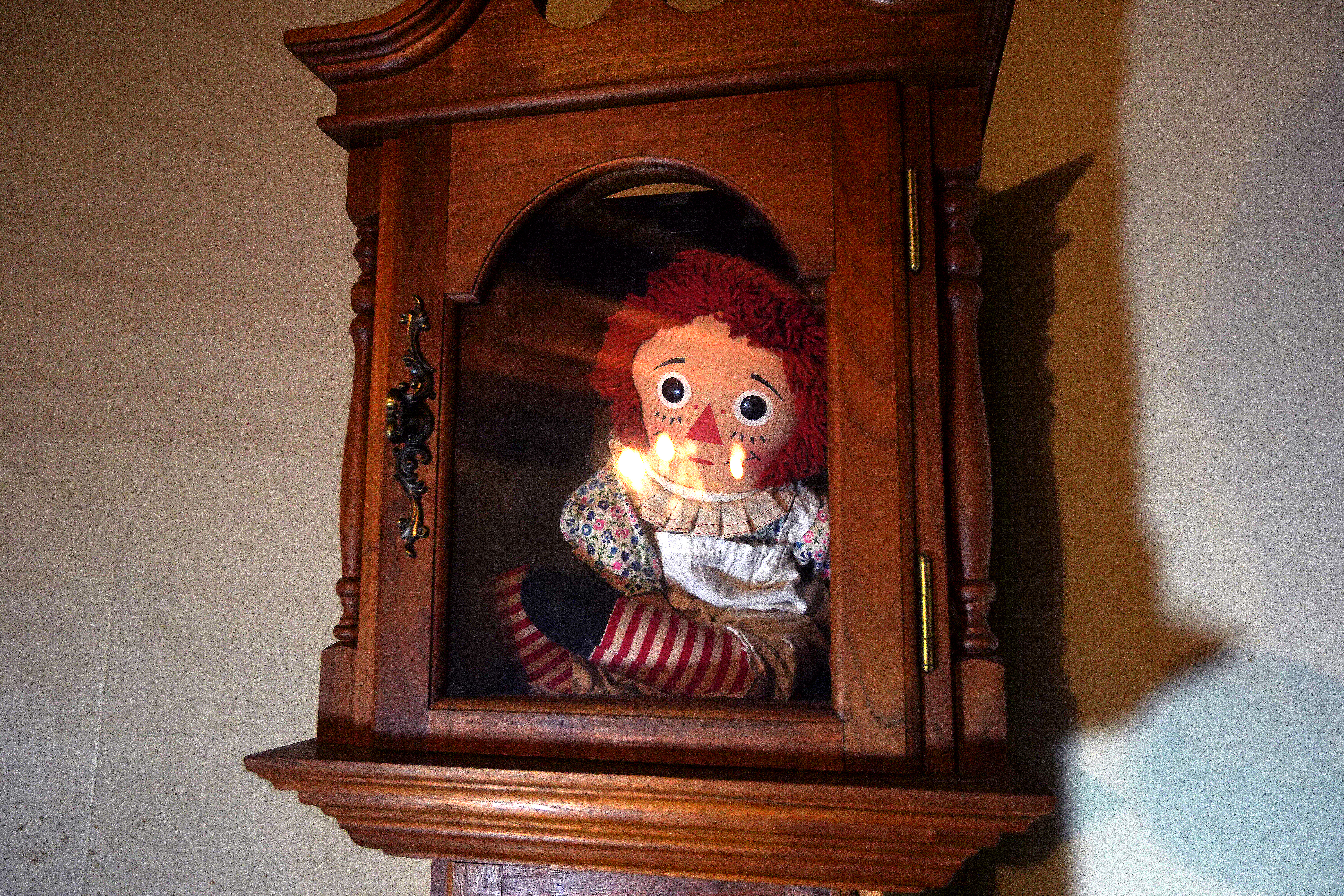 "Annabelle" doll in the living room.
