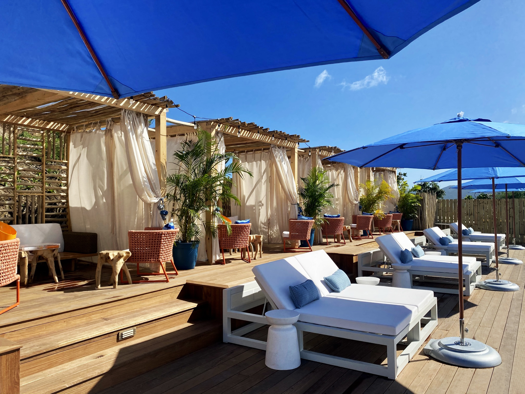 The beach club at Lovango Resort in the US Virgin Islands.