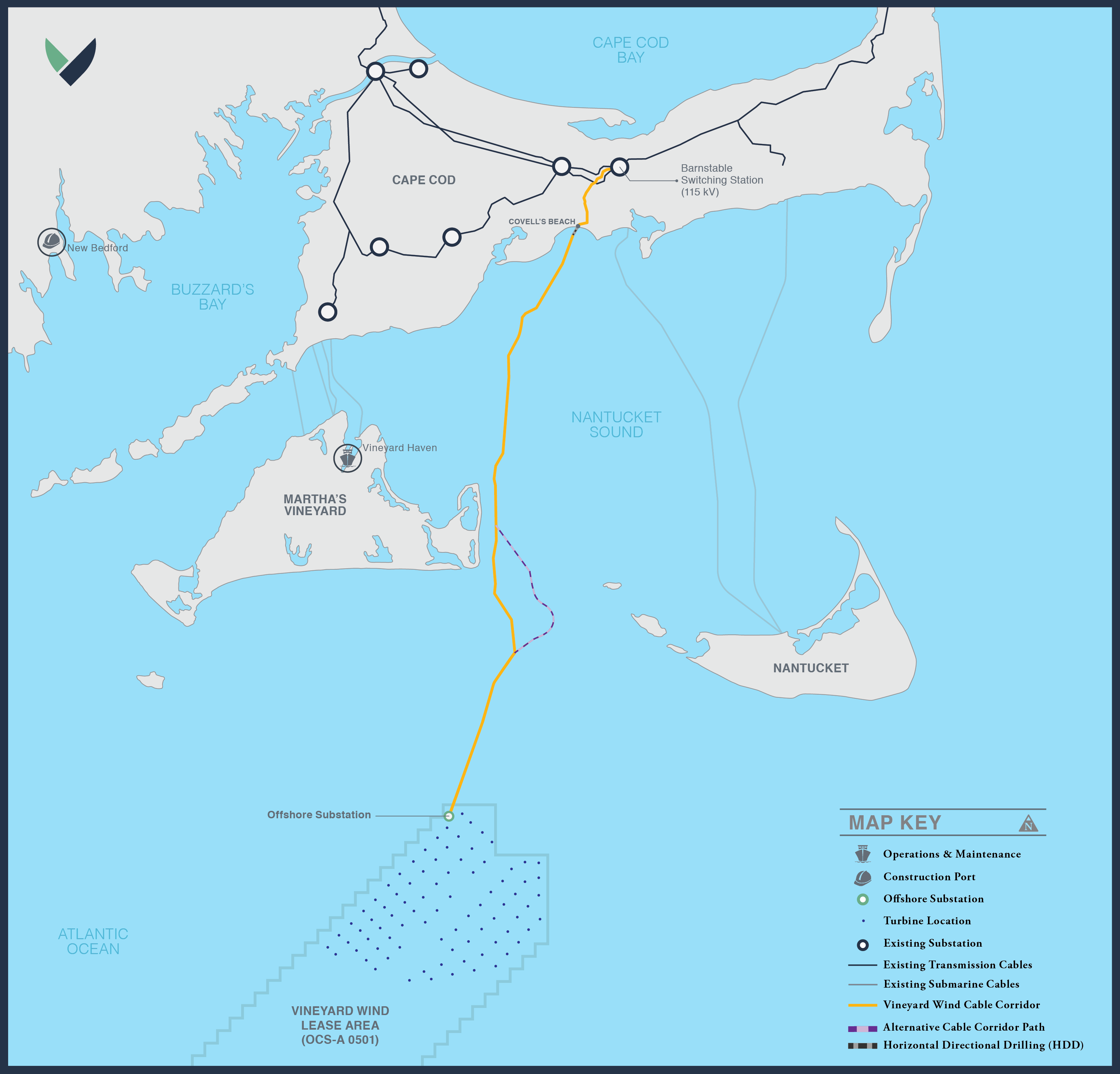 An image of the Vineyard Wind project, which would allow as many as 84 wind-powered turbines in federal waters 12 nautical miles south of the Vineyard.