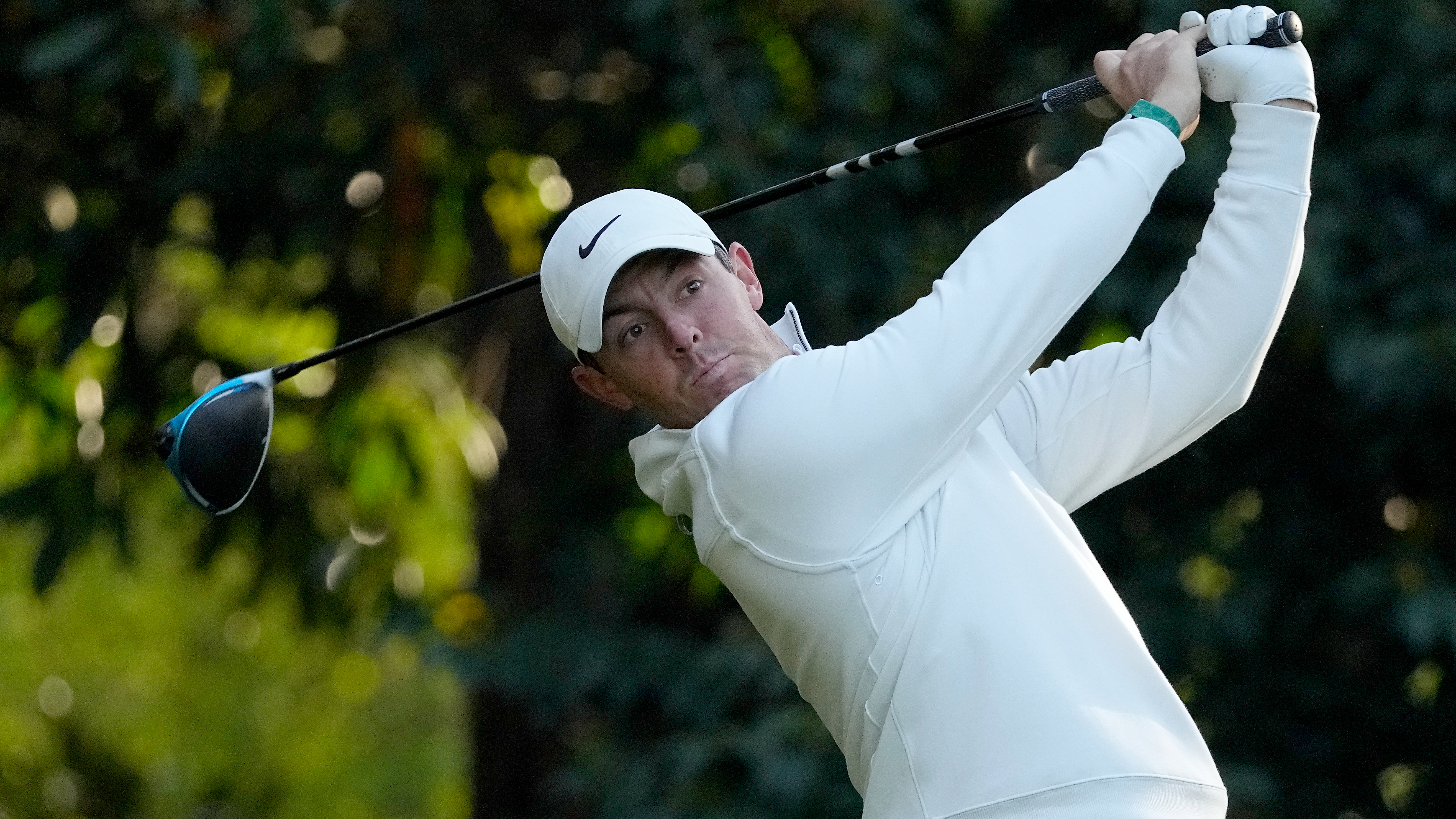 Rory McIlroy watches his tee shot on the 11th hole during a practice round Tuesday at Augusta.