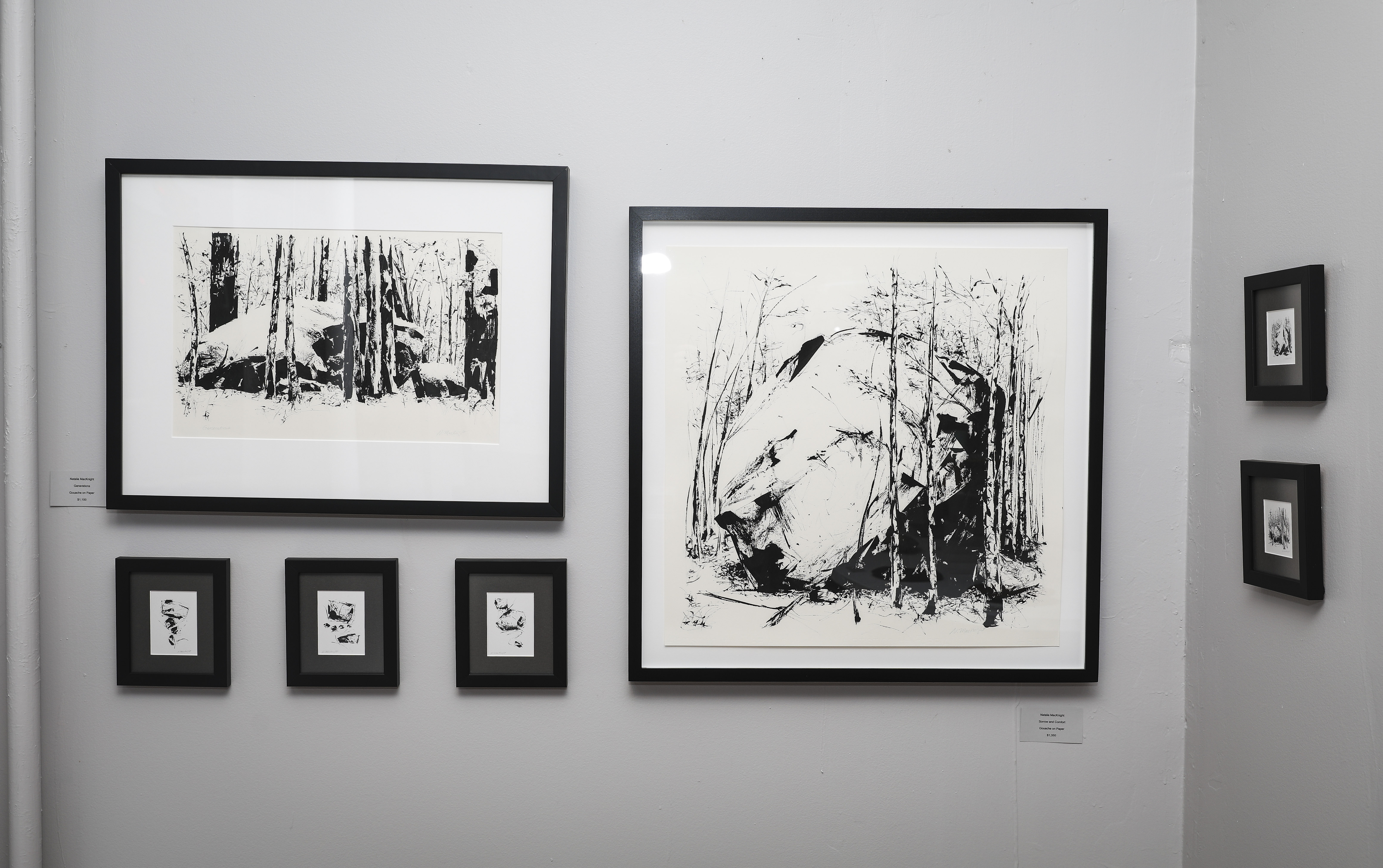 Natalie MacKnight's work hangs in the show "Anthropause" at the temporary home of 6 Bridges Gallery in Maynard.