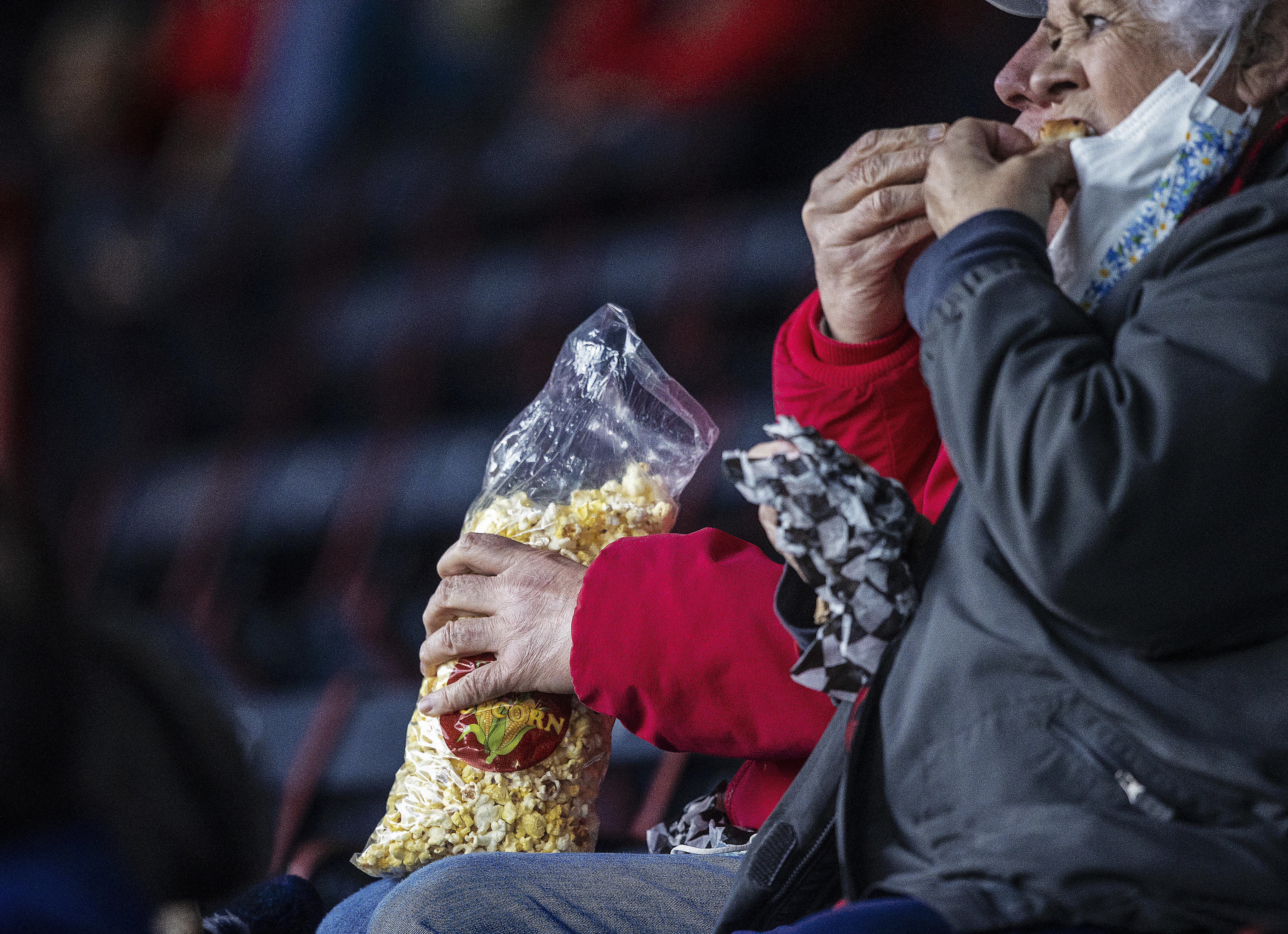 These fans ate up the action -- and their popcorn.