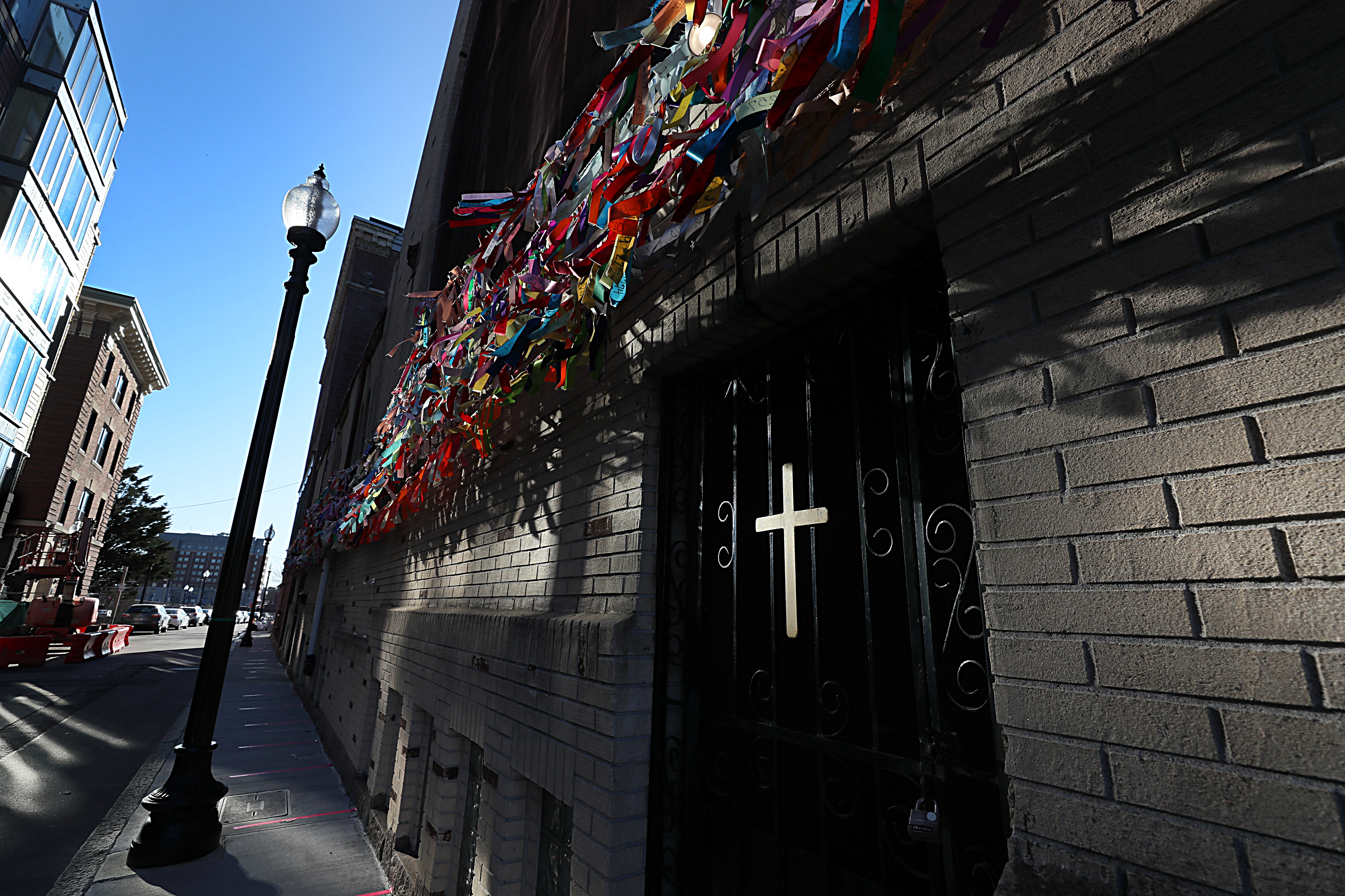 At the Grant AME Church ribbons memorialized those who died from COVID-19.