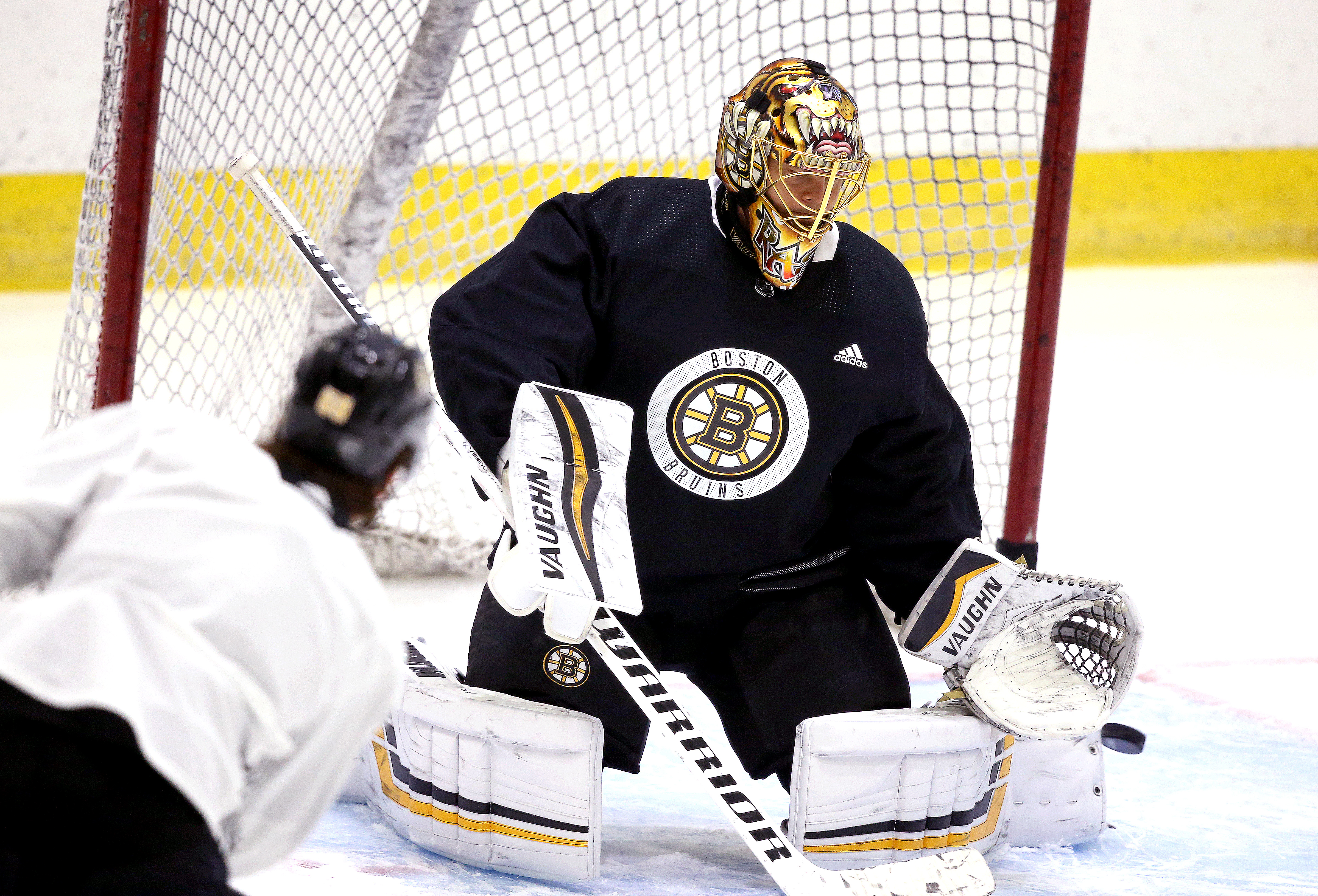 Tuukka Rask gets in some work during Tuesday's practice.