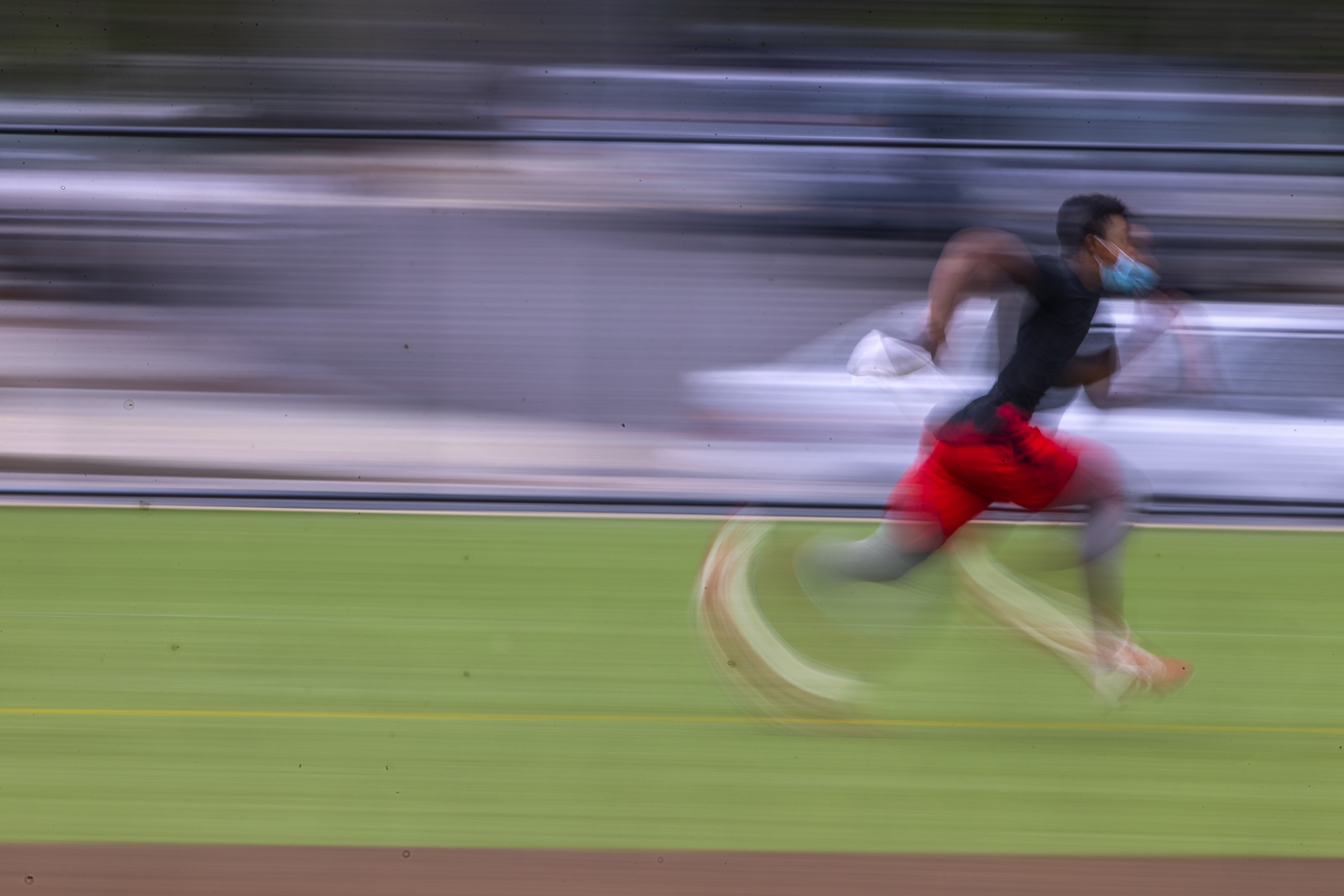 Yoldi Soriano ran laps at Madison Park High School.