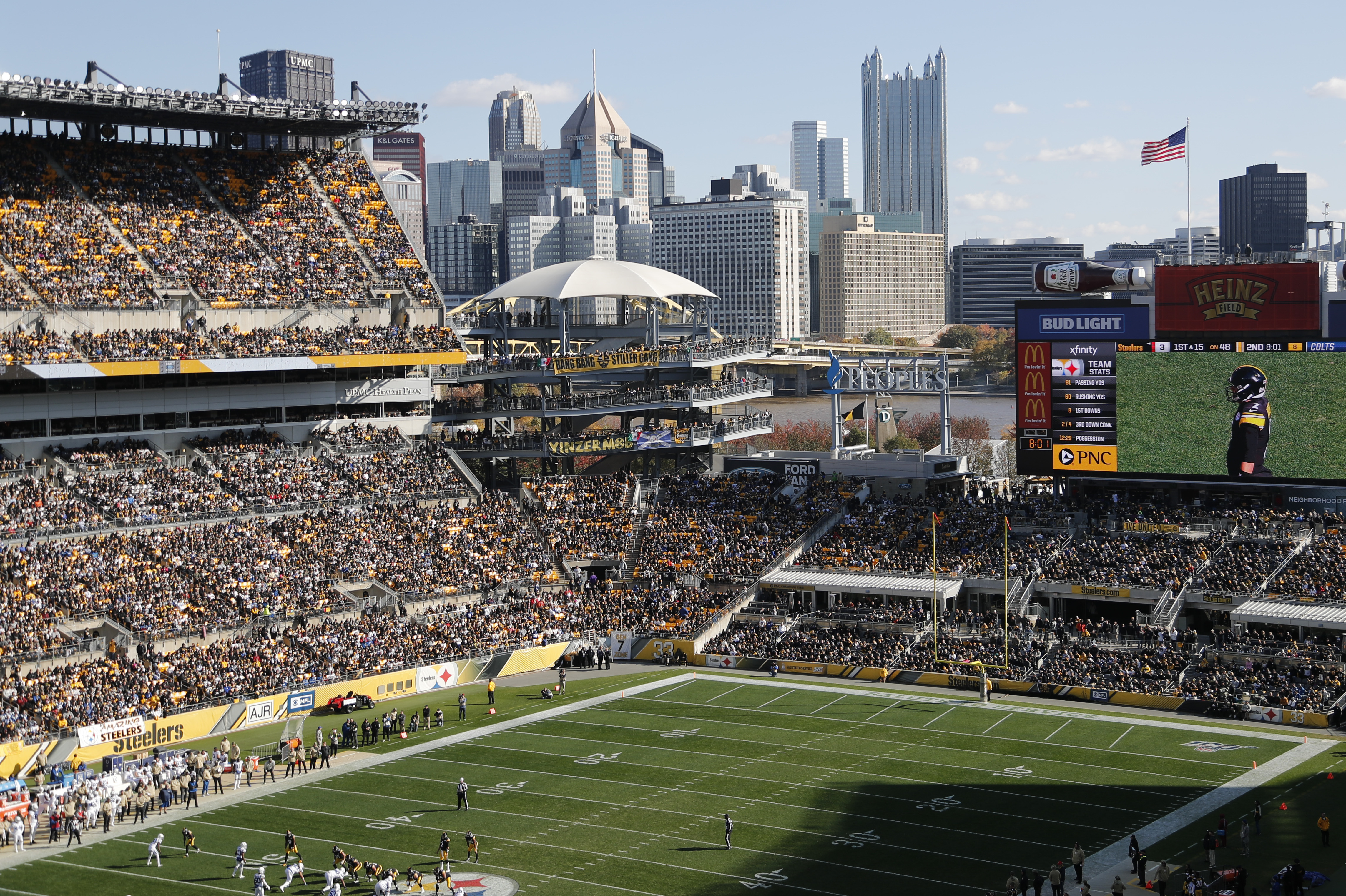 The Pittsburgh skyline above Heinz Field, a top-10 NFL destination.