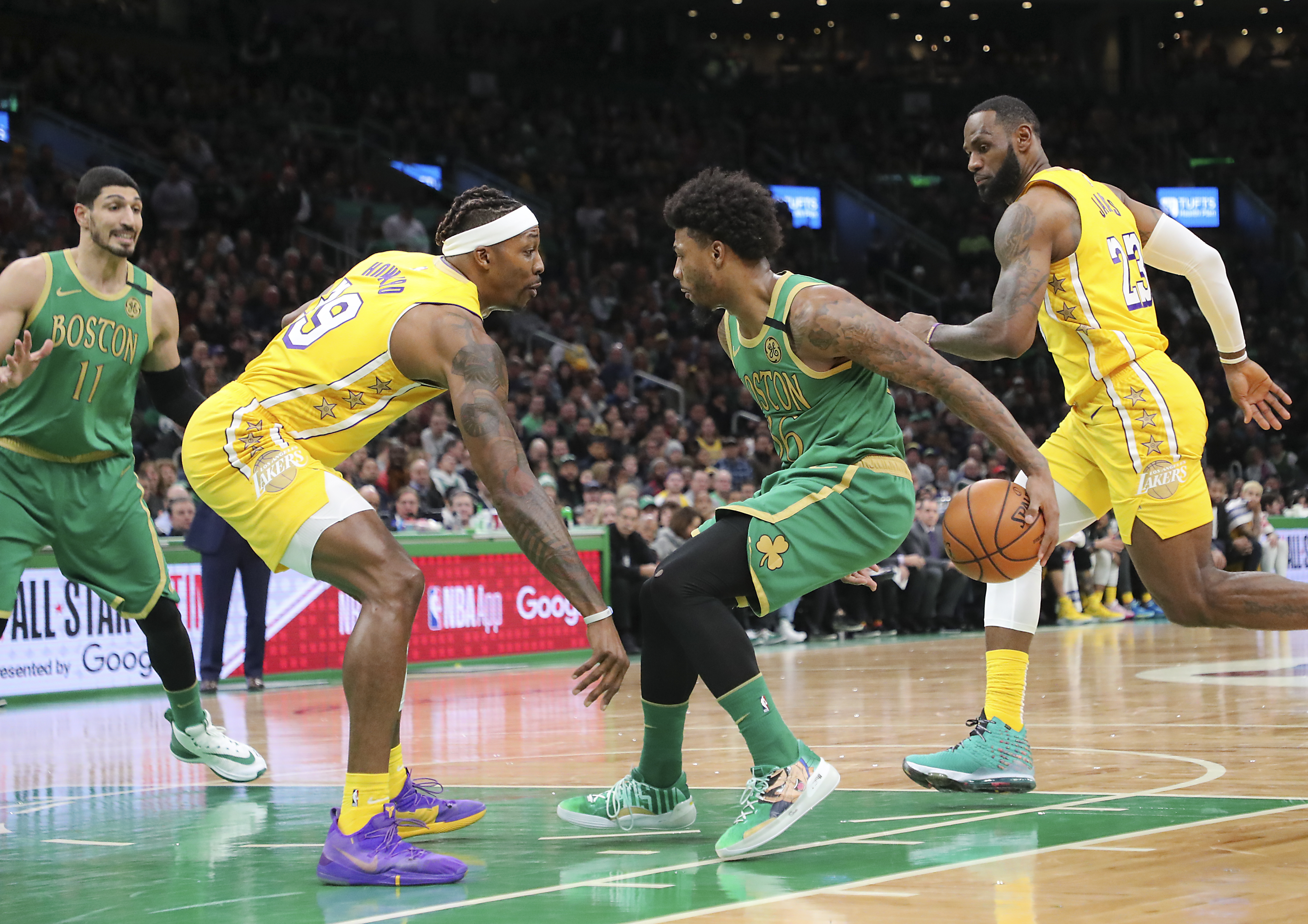 A capacity crowd watched LeBron James (right) and the Lakers get trounced at TD Garden on Jan. 20, 2020, the superstar held to just 15 points in a 139-107 loss.