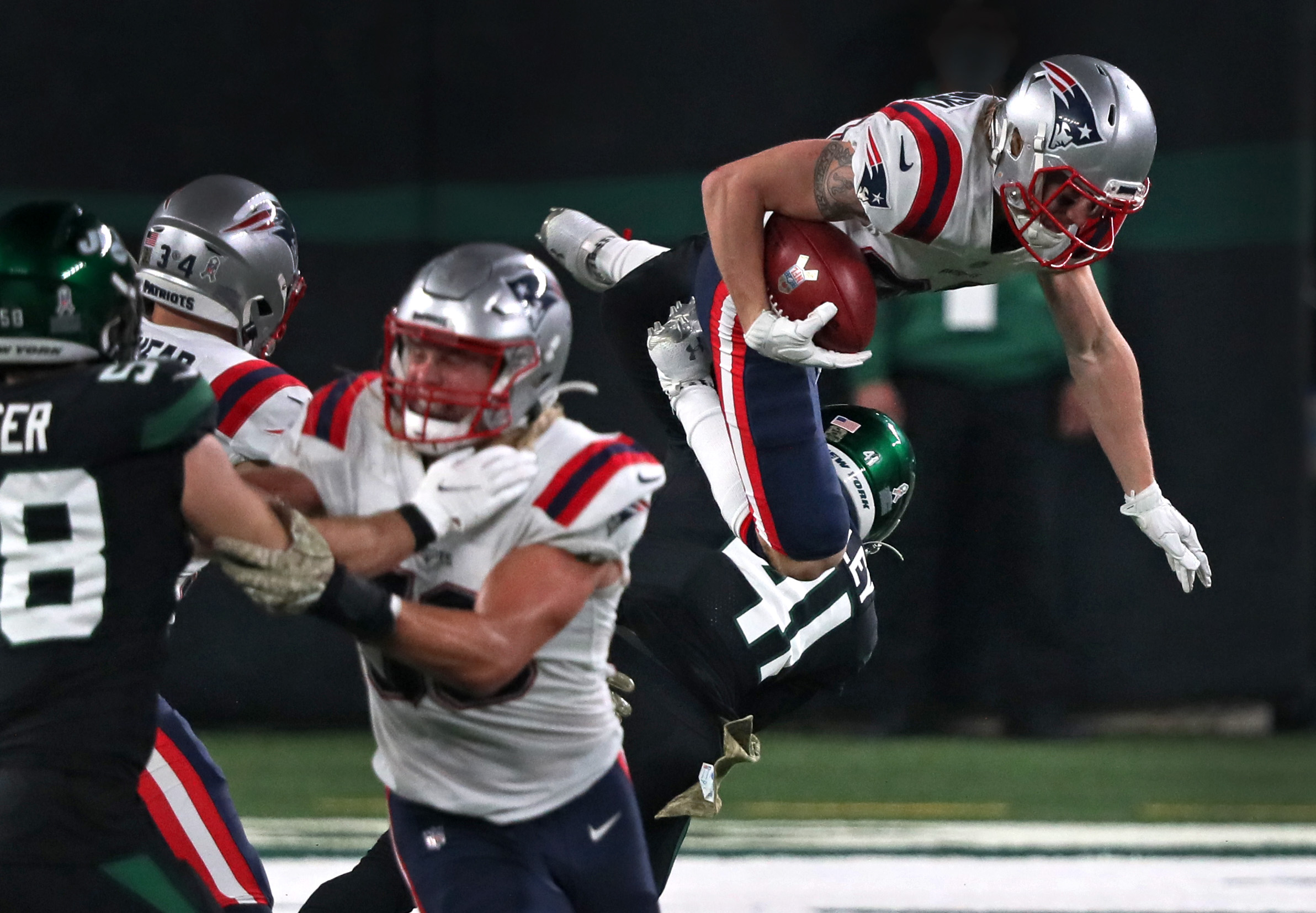 Gunner Olszewski takes the high road on this kick return Monday night against the Jets.