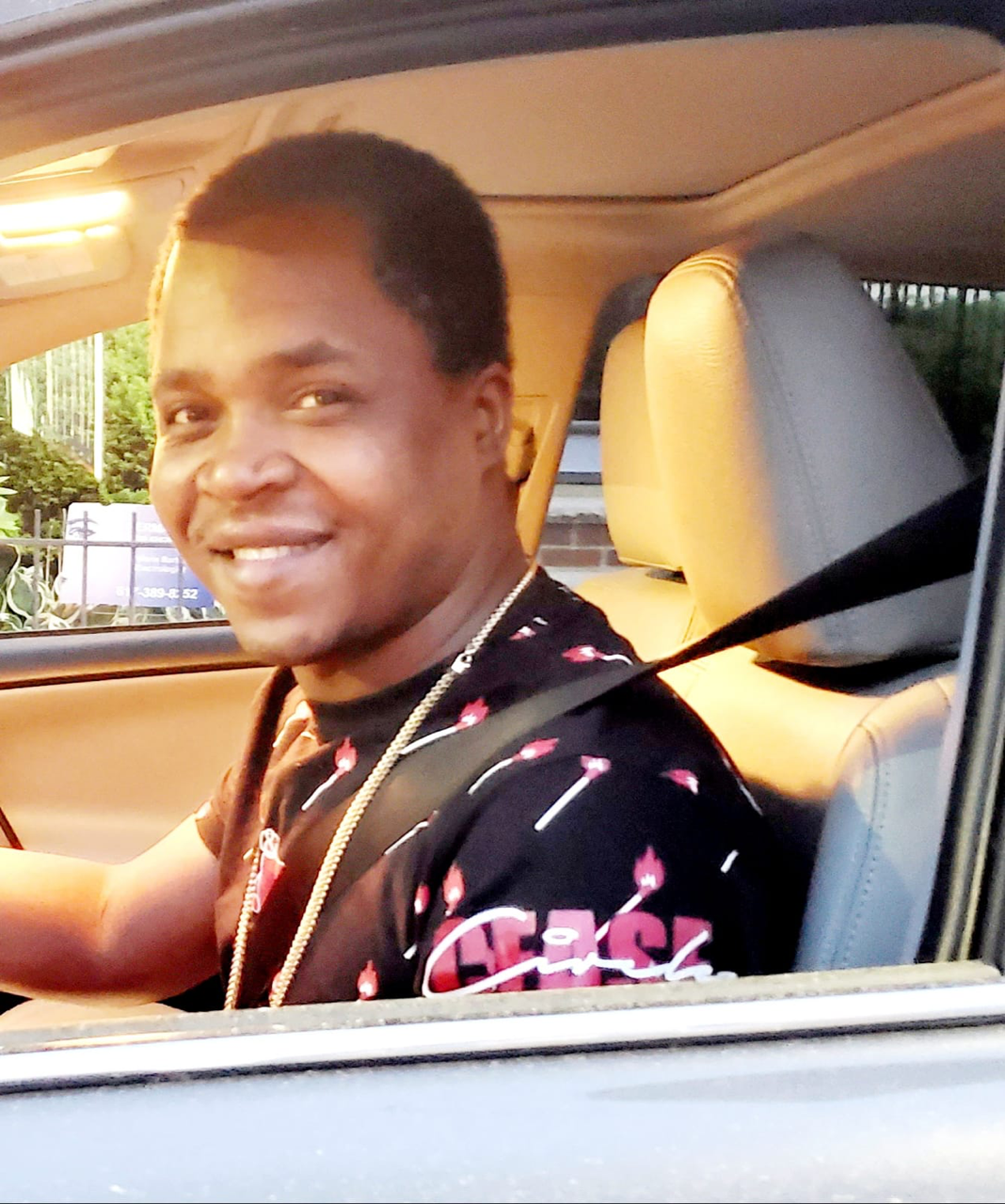 Job Emile in his car
