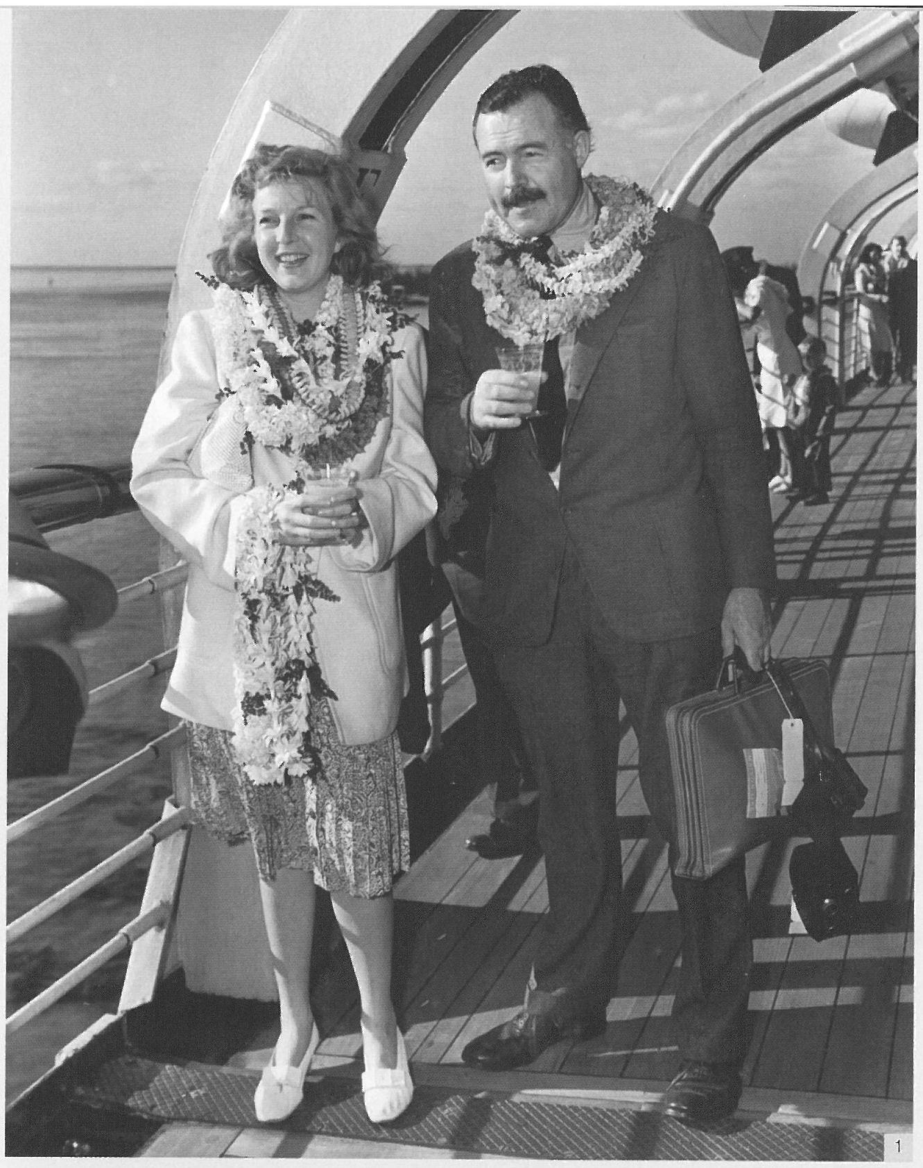 Ernest Hemingway and his third wife, Martha Gellhorn, on board the USS Matsonia arriving in Hawaii during their trip to China in 1941.