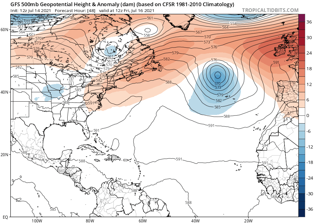 A blocking pattern in the Atlantic is keeping New England with unfavorable weather.