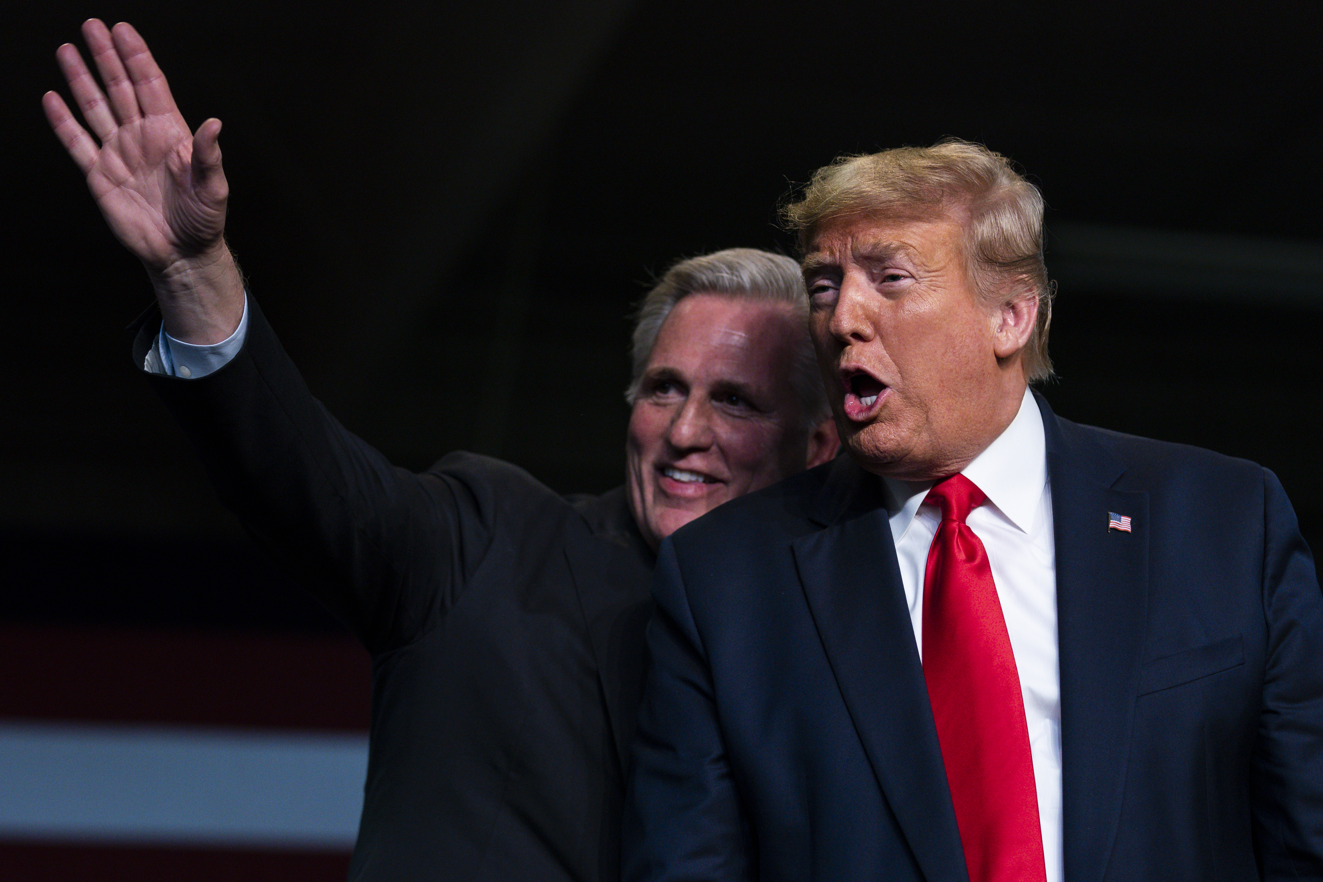 McCarthy has met with former president Trump, seen here at an event in California in 2020, to plan a strategy for Republicans to take back the House.