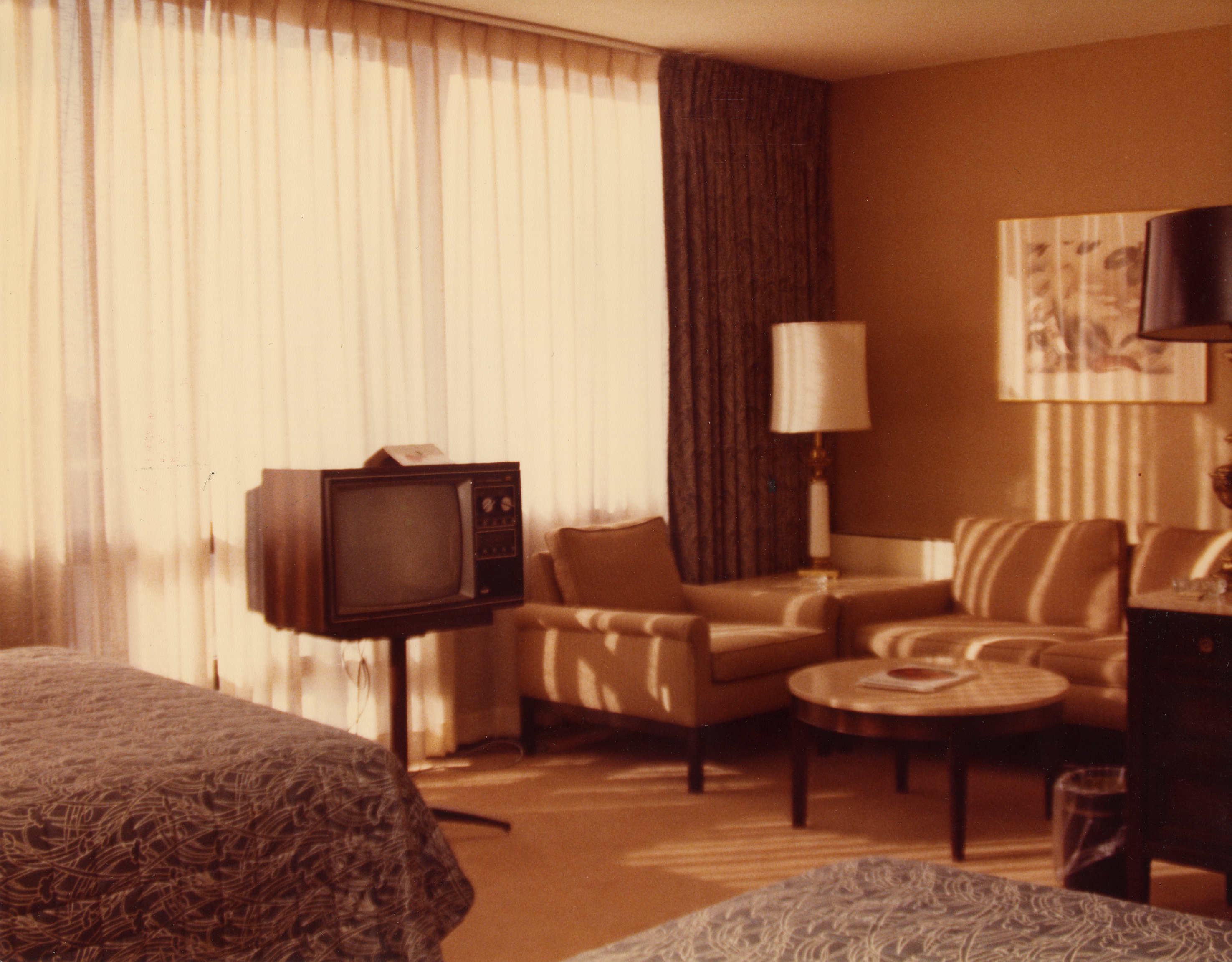 Archive photo of the Colonnade hotel room, 1971. 