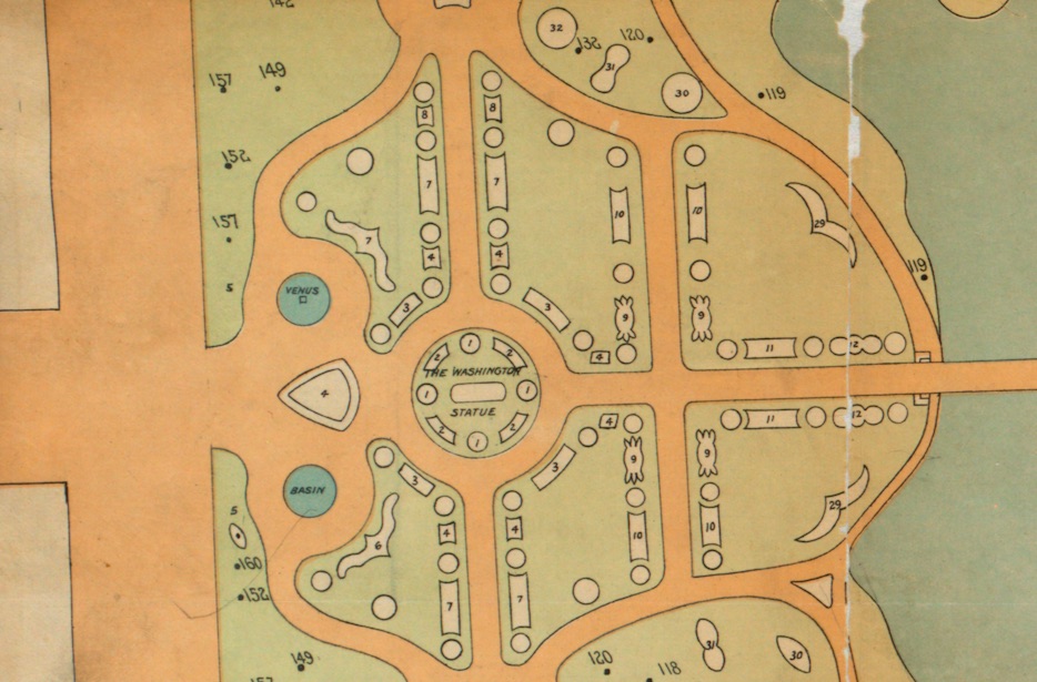 Partial map of the Boston Public Garden in 1901, including a 