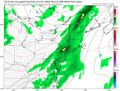 Showers are likely overnight Wednesday as a cold front moves through.