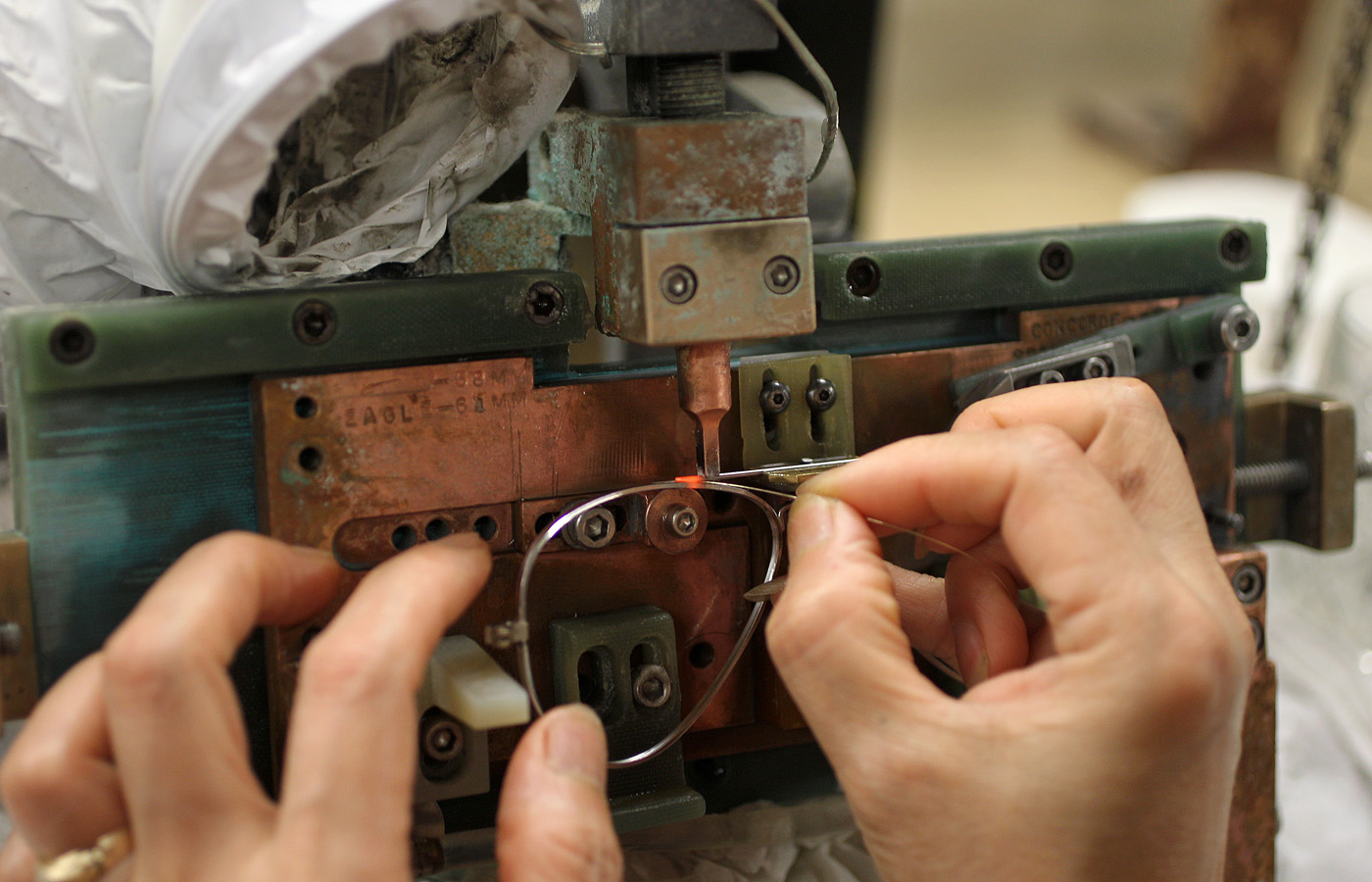 A pair of sunglasses being made at the Randolph Engineering plant in 2013.