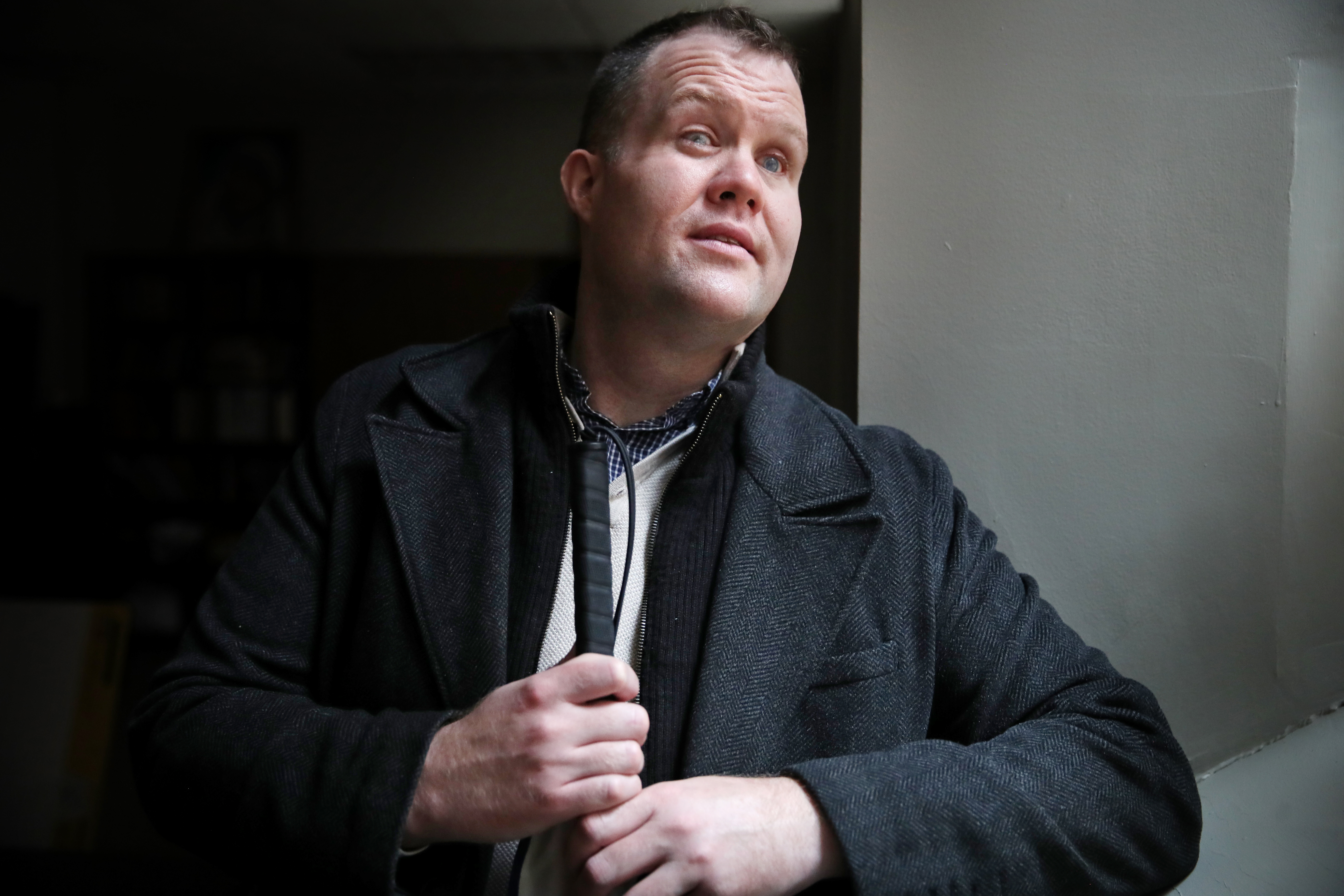 Boston City Council candidate Alex Gray poses for a portrait while volunteering at the Mary Ann Brett Food Pantry, based at Saint Margaret Church of Saint Teresa of Calcutta Parish in the Dorchester neighborhood of Boston, on April 17, 2021.