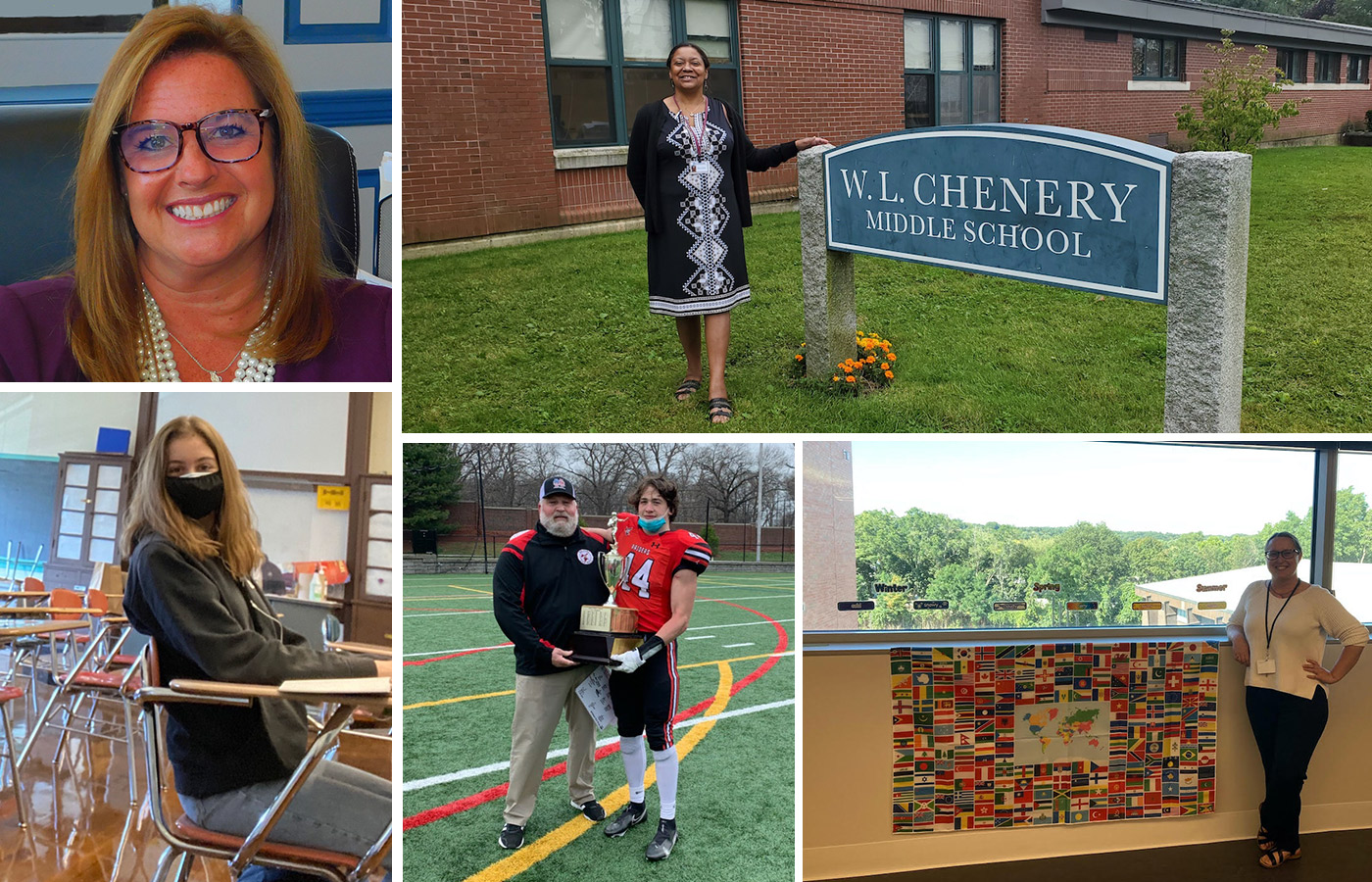 Clockwise from top left: Heidi Paluk, Denise LaPolla, Clare Murphy, coach Ryan Craig, and Hayden Chernow.