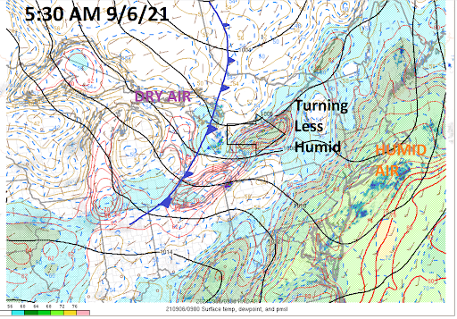 A pool of humid air rested over eastern New England on Labor Day morning.