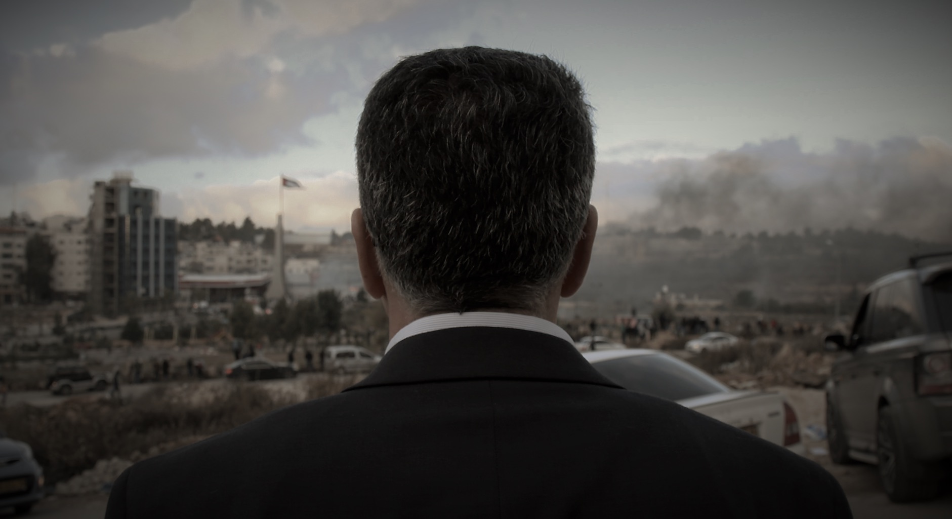 Mayor Musa Hadid looks out over Ramallah in a scene from "Mayor."