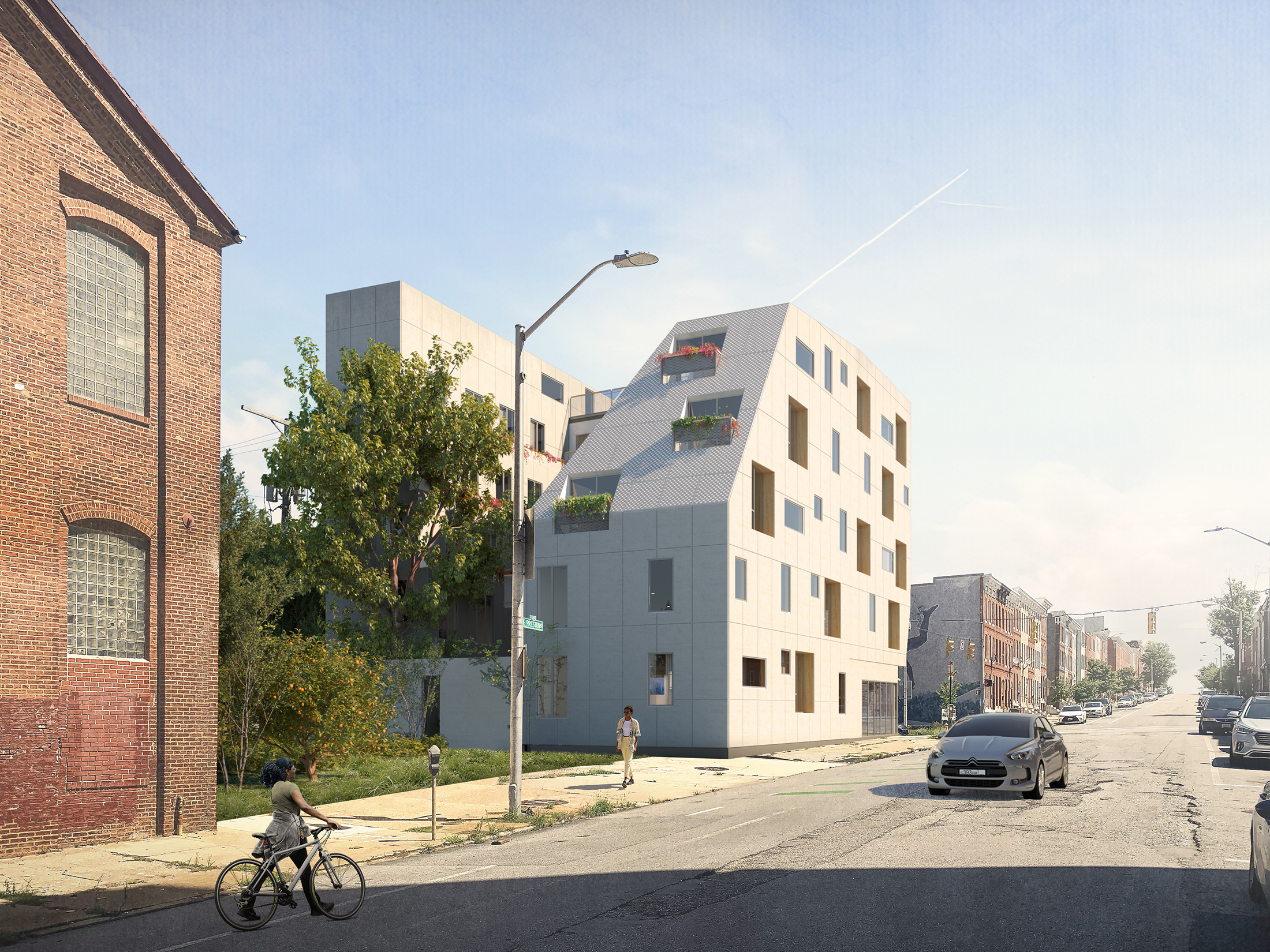 Carehaus Baltimore is designed around a shared courtyard allowing ground level access from both street and alley.
Architect: Rafi Segal A+U with collaborating artist Marisa Morán Jahn