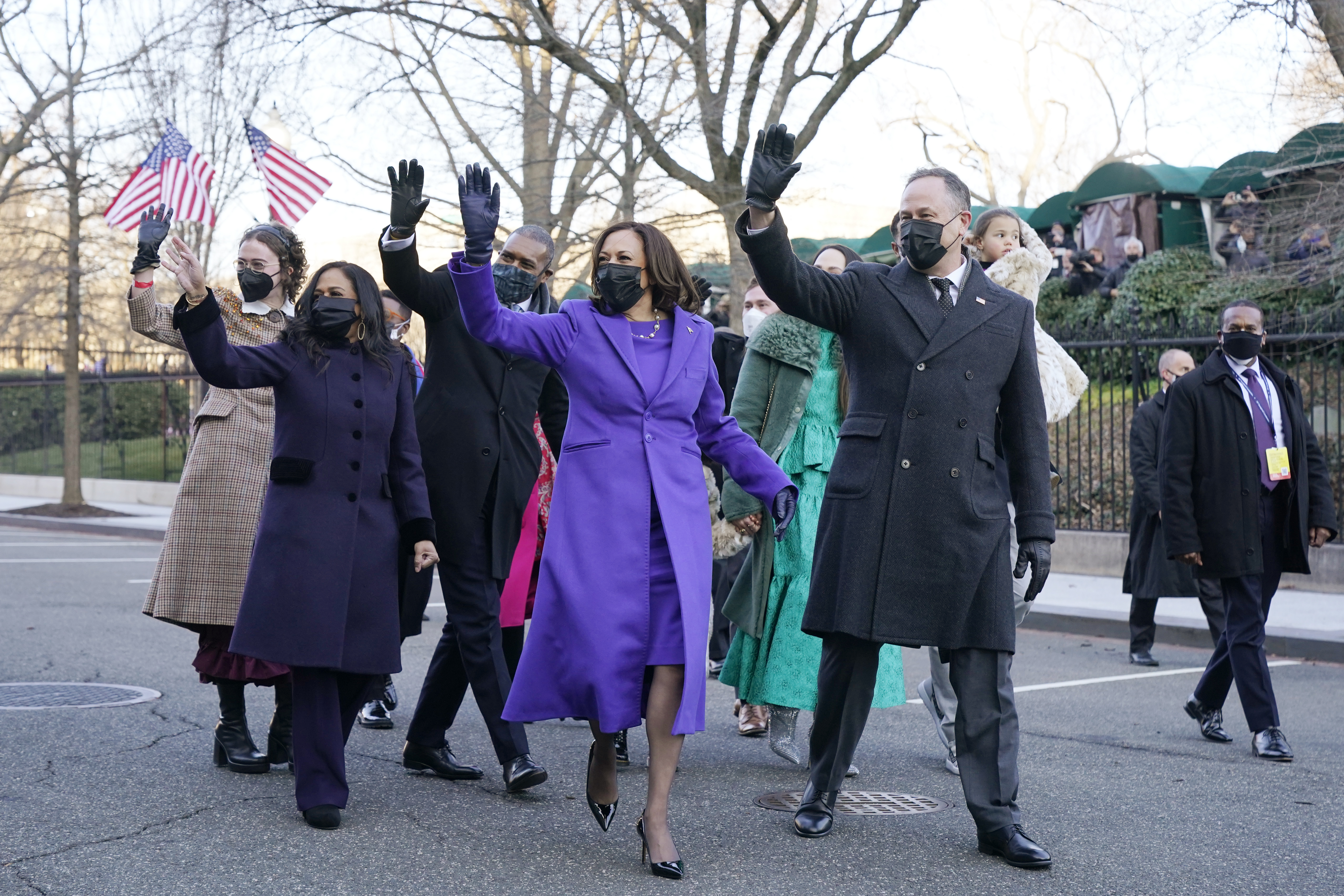 Vice President Kamala Harris, and her husband Doug Emhoff, and family, walked to the White House.