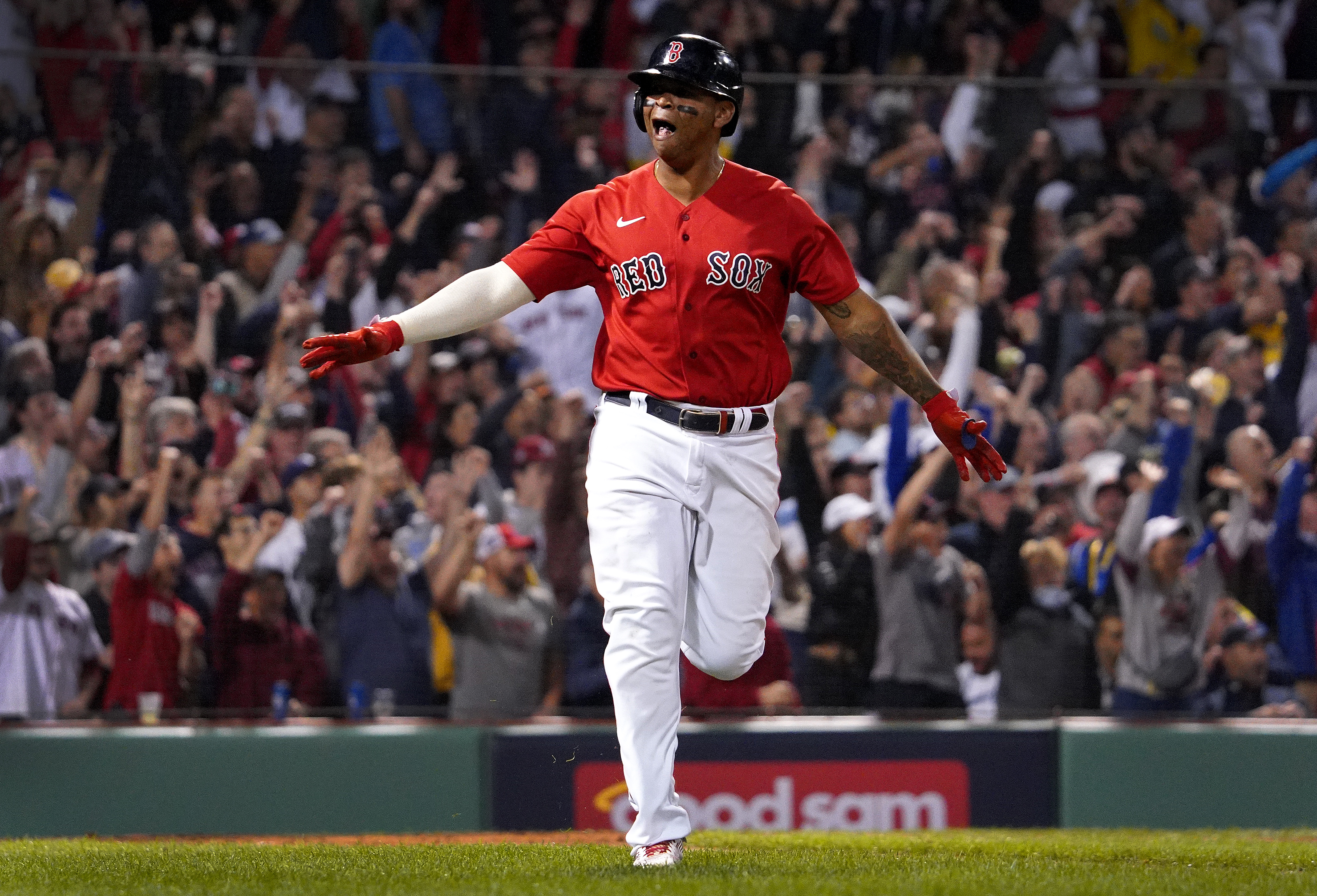 Rafael Devers was feeling pretty good after this Game 4 homer that gave the Red Sox an early lead.