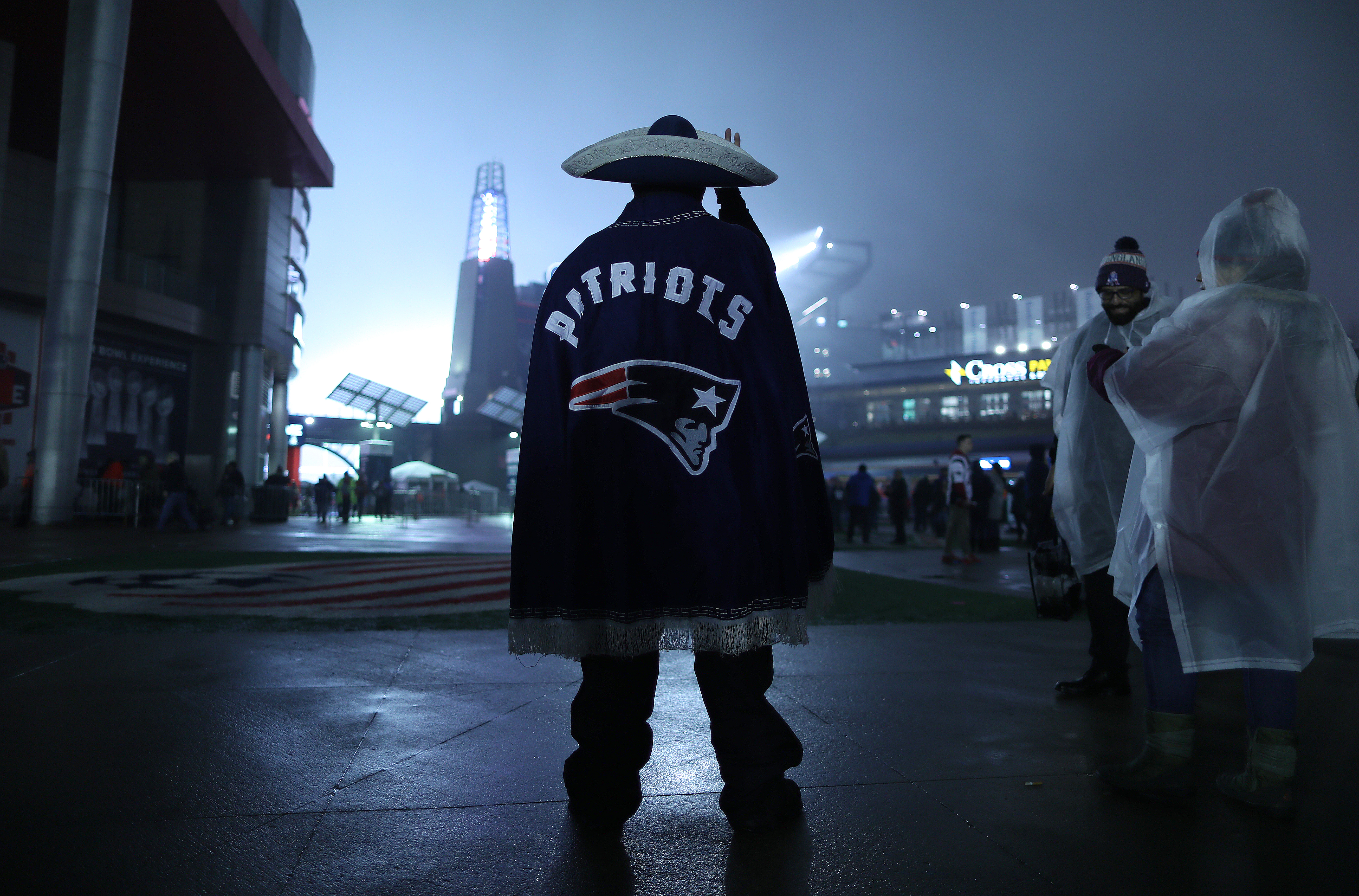 Sergio Barra of Mexico City looked at Gillette Stadium before the Patriots’ AFC Wild Card playoff matchup with the Tennessee Titans on January 4.