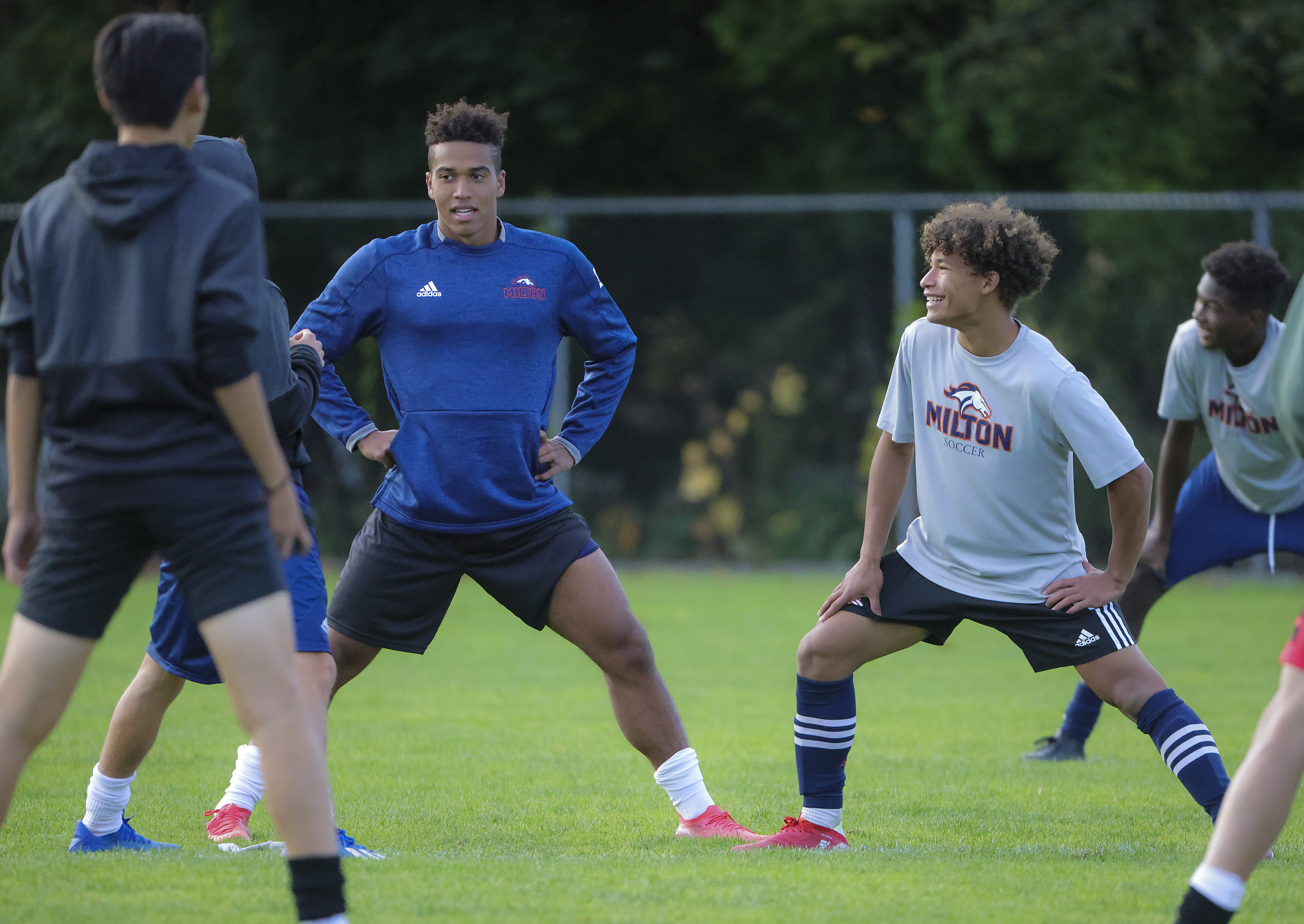Henri Richter and Zac Sardi-Santos (right) transferred from Newton North to Milton Academy at the same time, and helped each other through the transition.