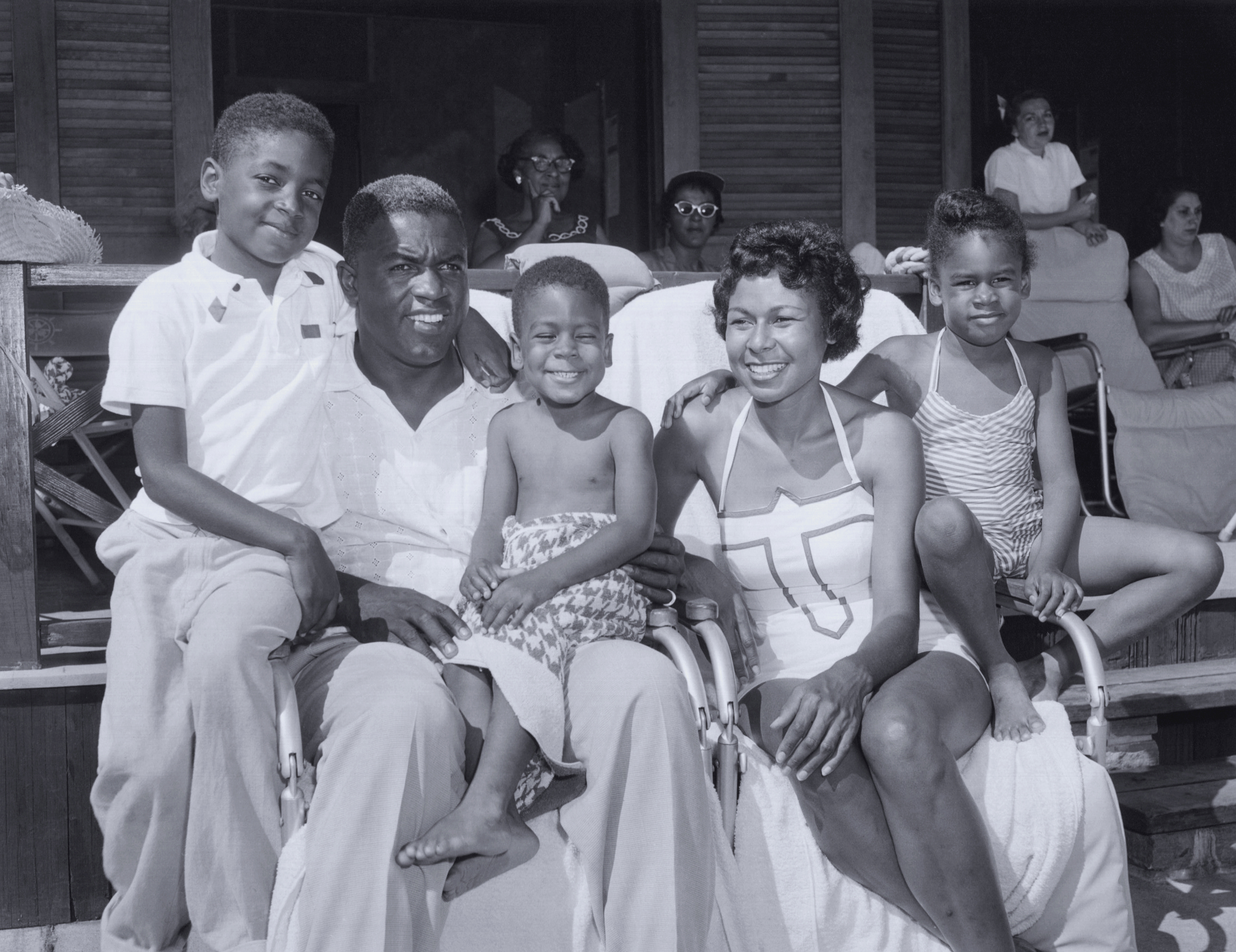 Jackie and Rachel Robinson with their children (from left) Jackie Jr., David, and Sharon, from "Jackie Robinson."