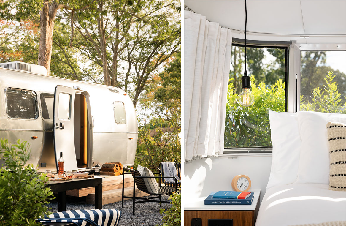 A look at the exterior and interior of an Airstream trailer at AutoCamp Cape Cod, which opens in Falmouth March 1, 2021.