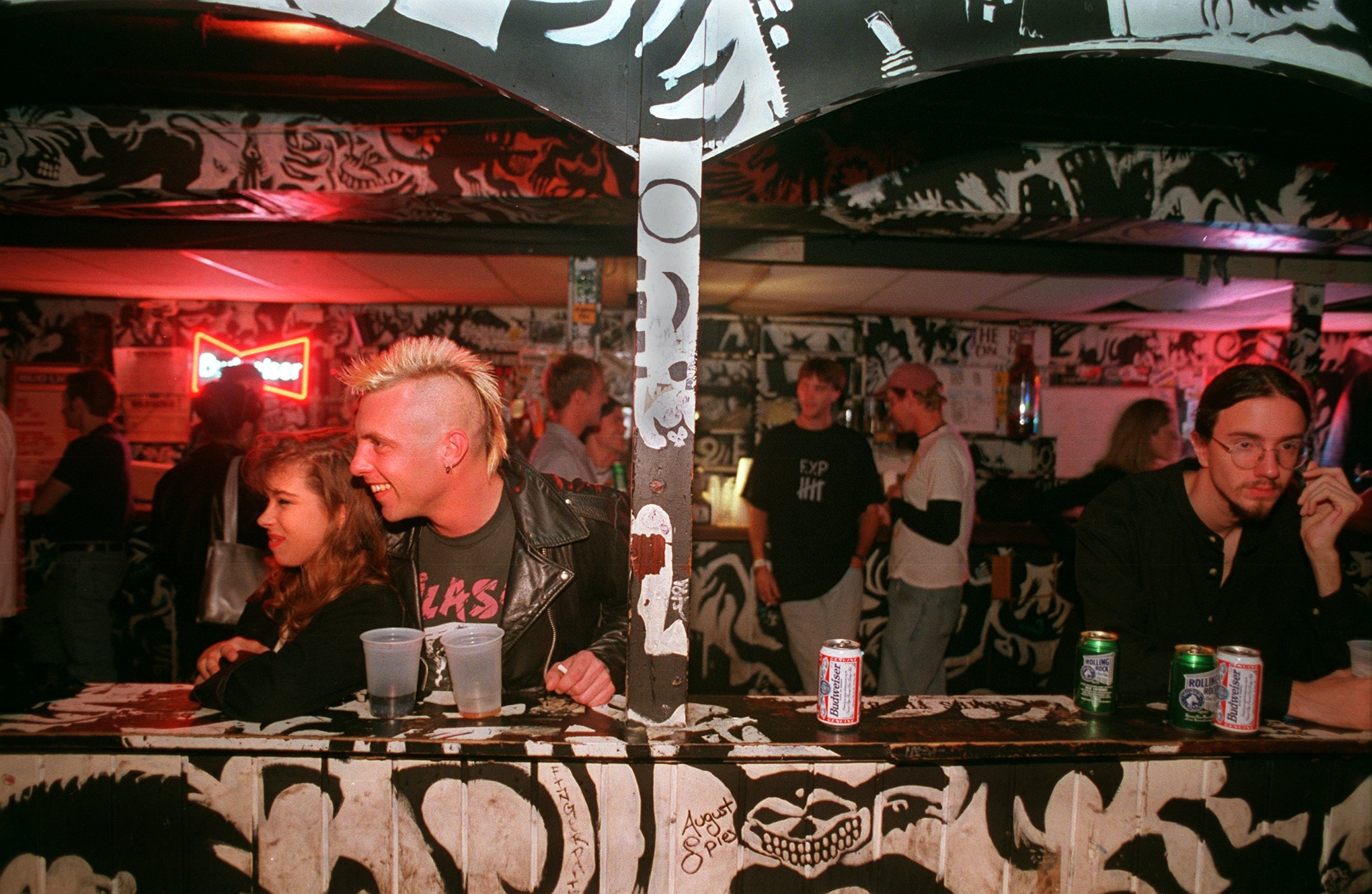 Dee Stroy (a member of the Johnnies) and his girlfriend Molly Blom at an event in at The Rat in Kenmore Square in 1996.