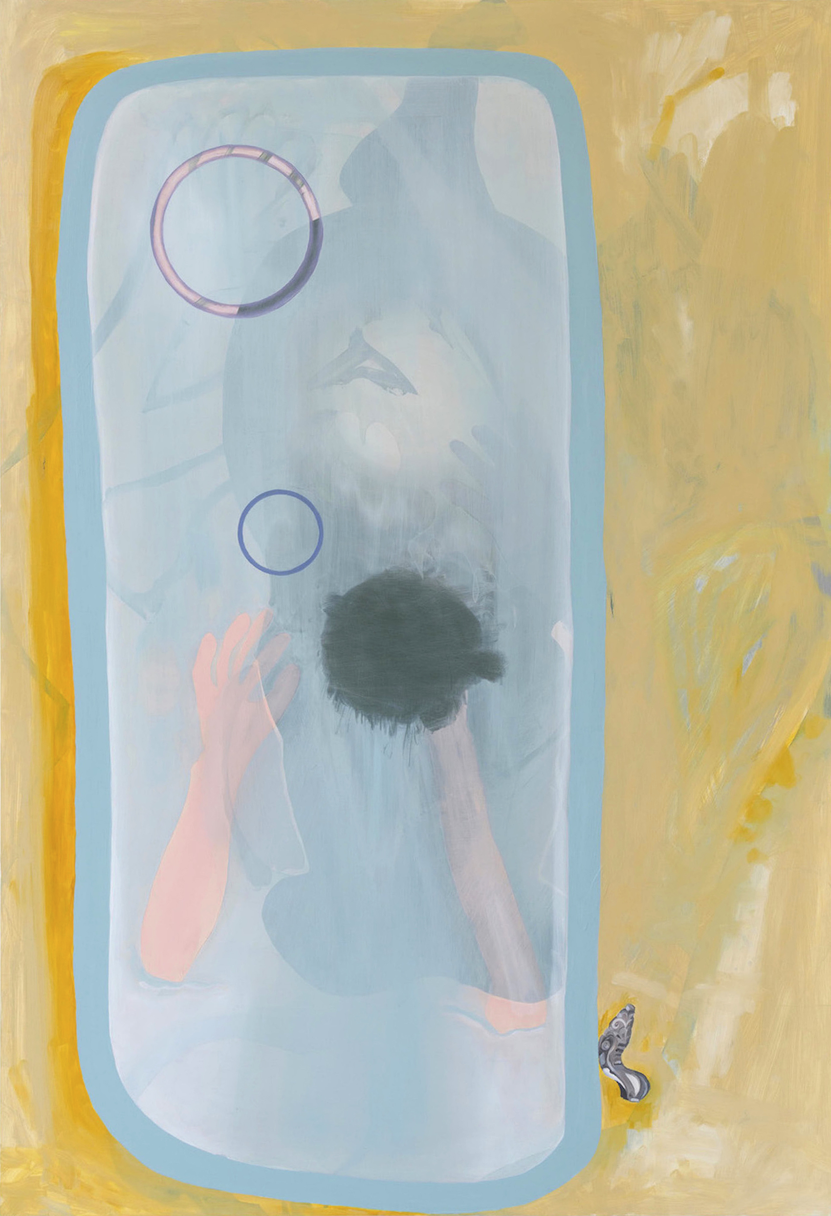 Mai Snow, "Bathtub," oil on panel, 2019