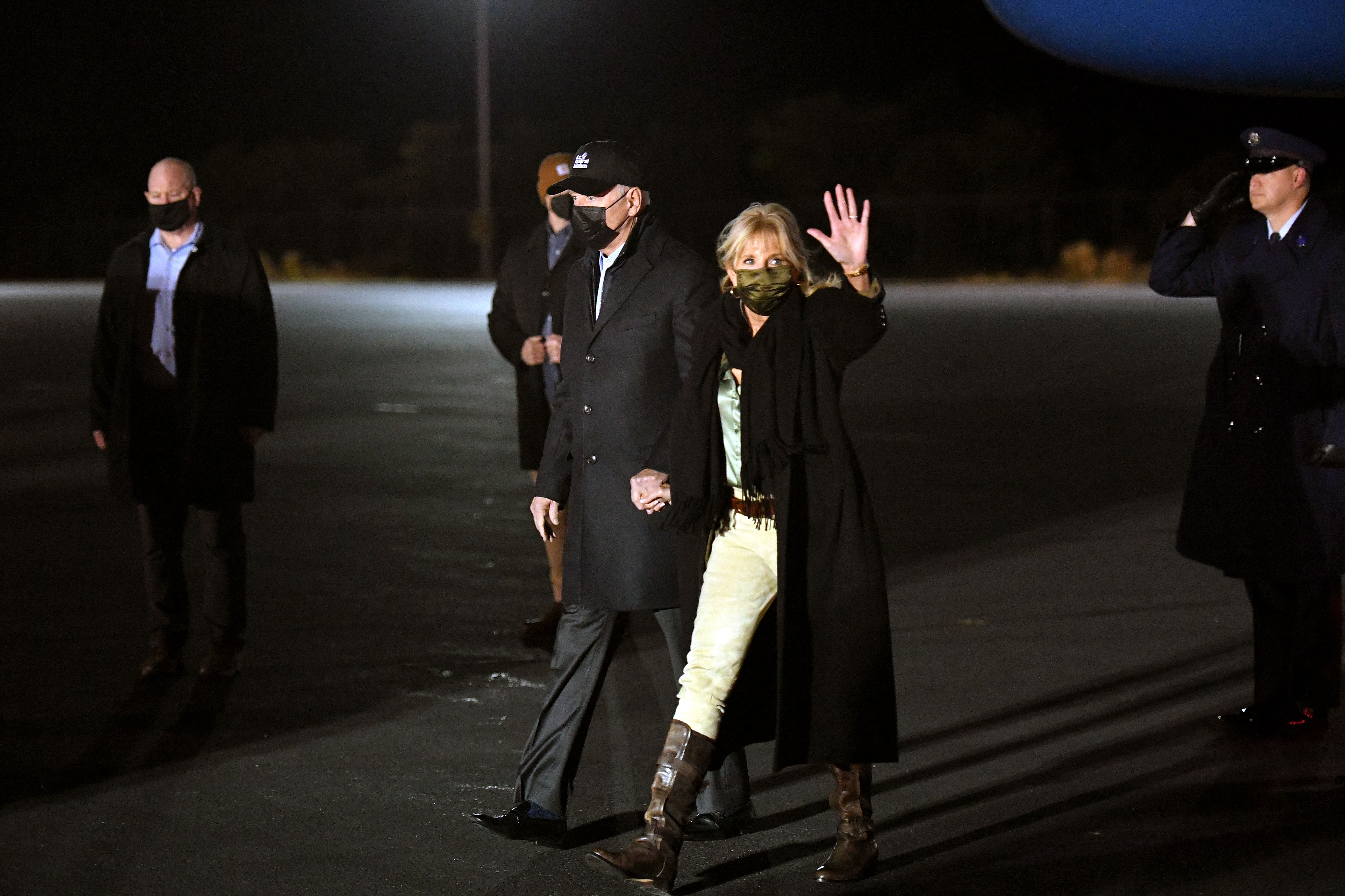 President Biden and First Lady Jill Biden stepped off Air Force One upon arrival at Nantucket Memorial Airport in Nantucket on Nov. 23, 2021.