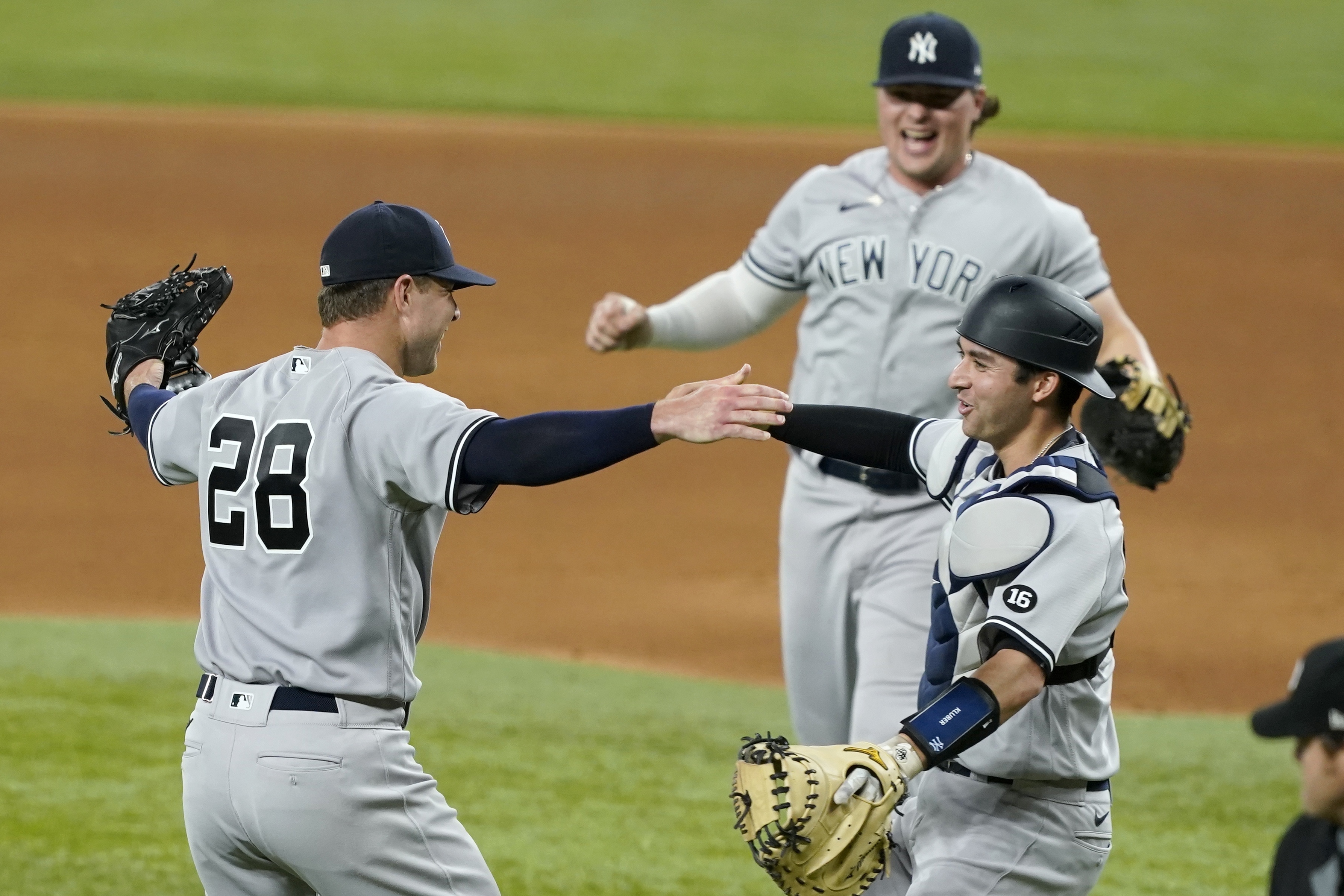 Tyler Wade met with the media following Kluber's no-hitter and the