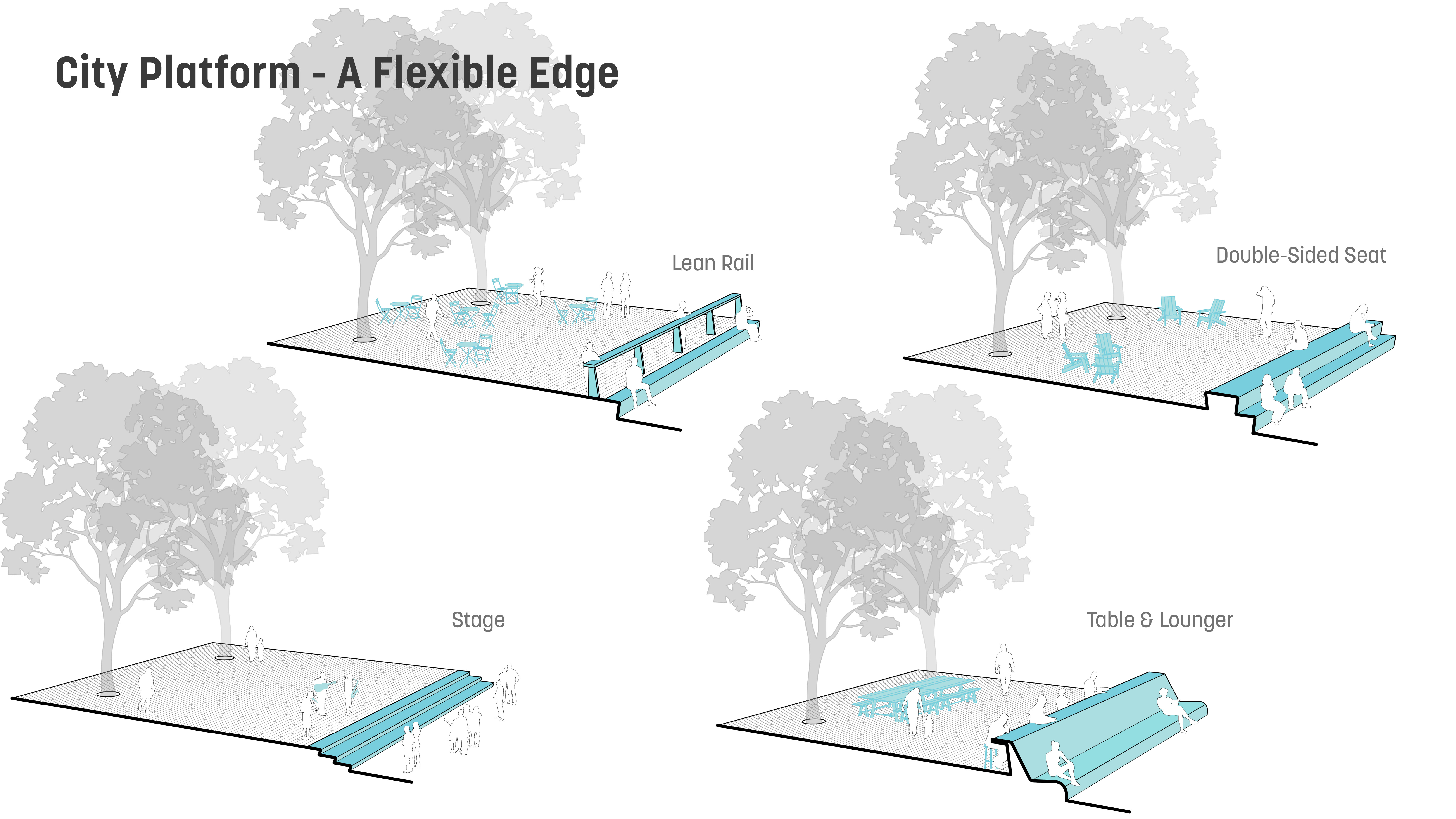 Sasaki is proposing a concept dubbed "City Platform," which features a raised deck under trees on the Boylston Street side of Copley Square.