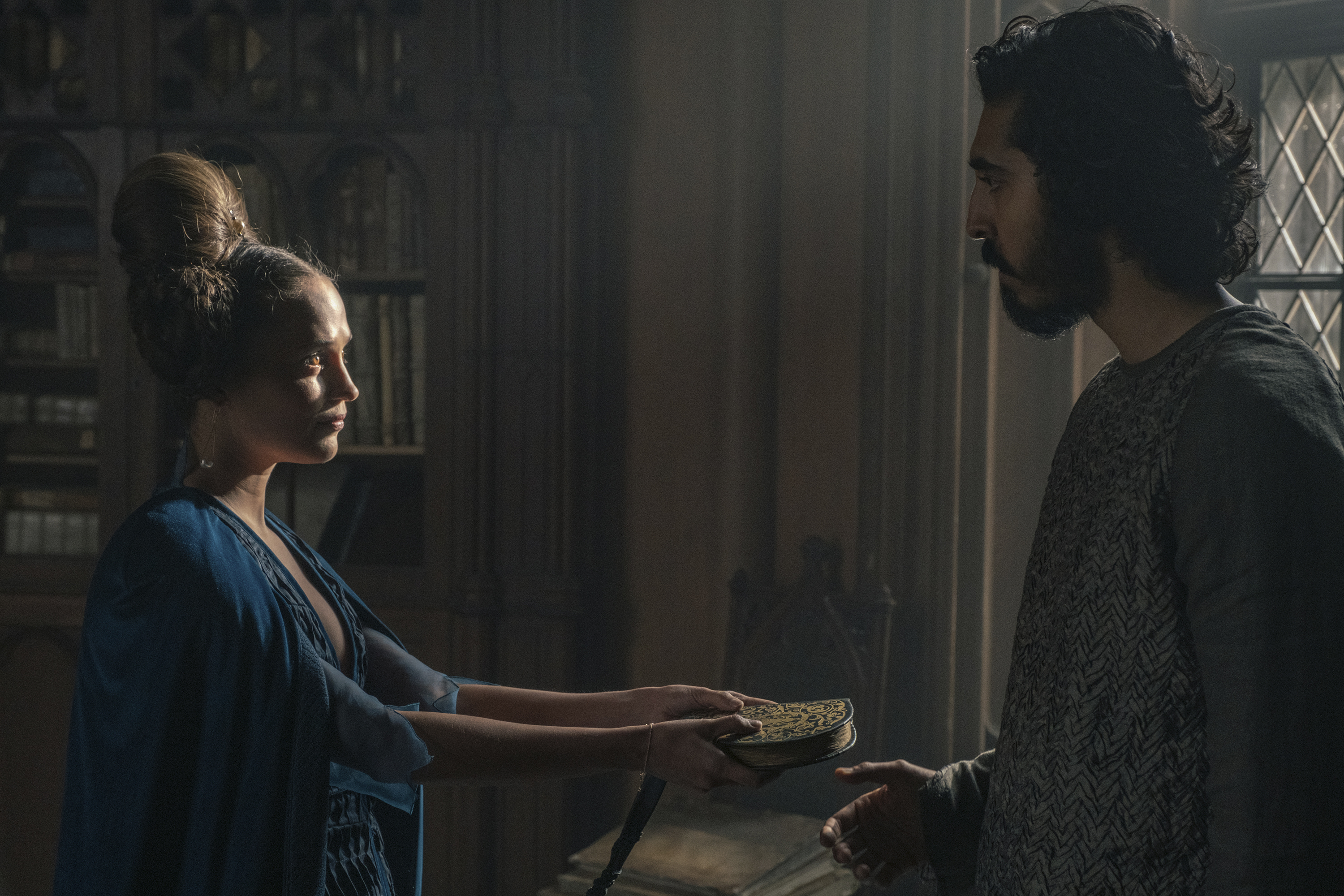 Alicia Vikander and Dev Patel in "The Green Knight."