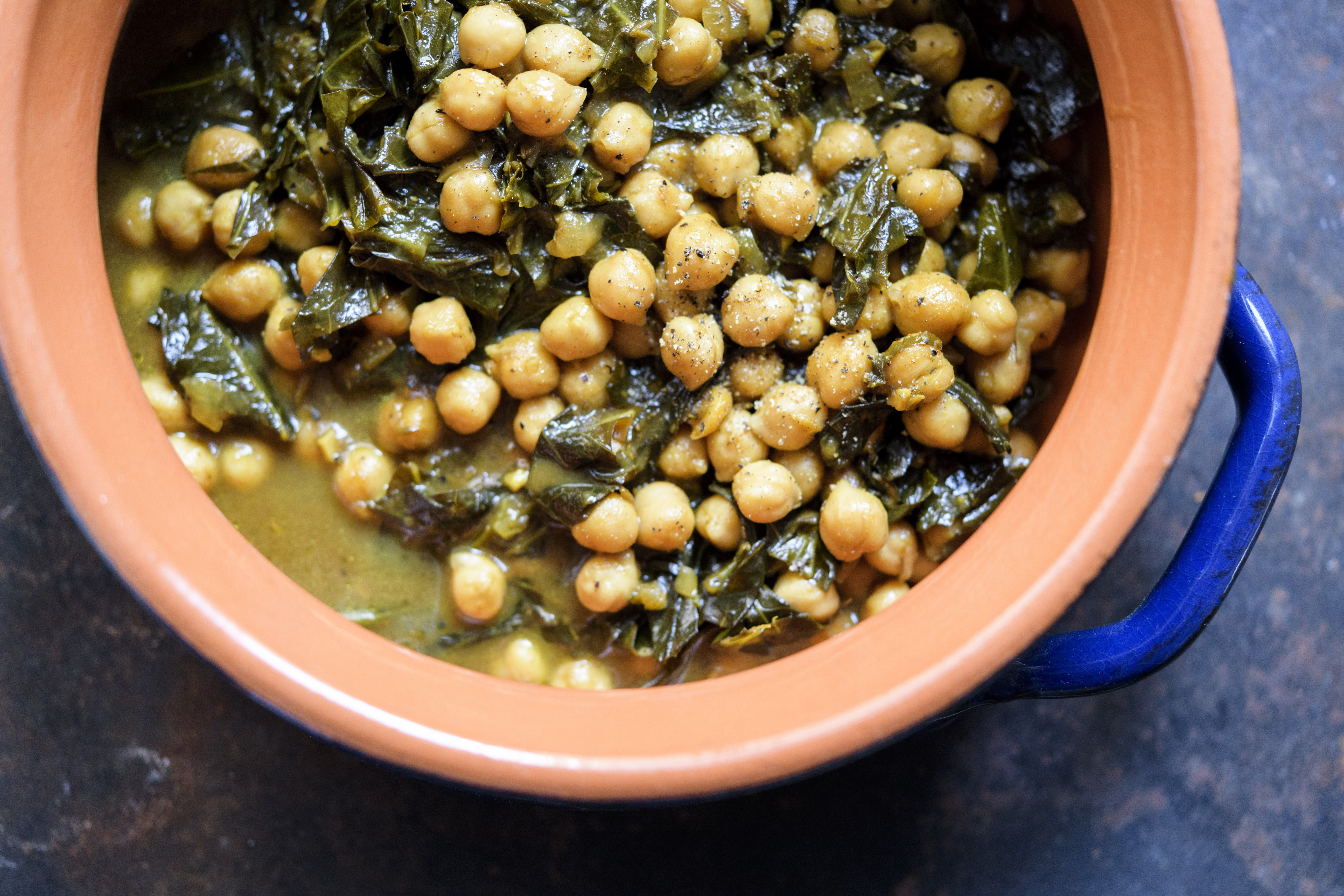 Tamarind Chickpeas With Greens.